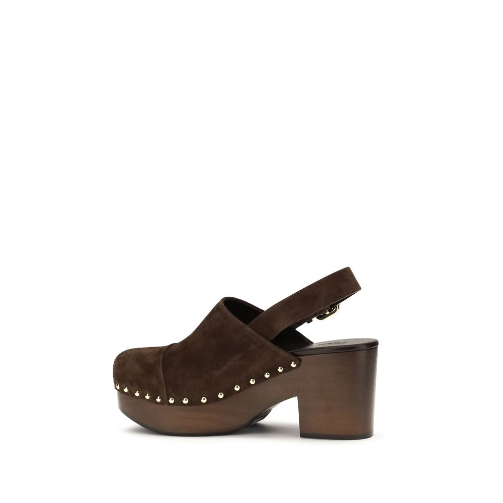 Chloé Brown Calf Leather Bos Taurus Clogs Chloé