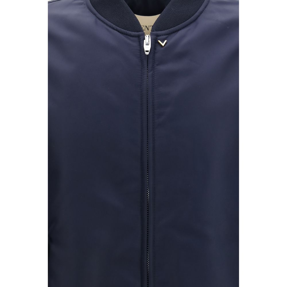 Valentino Garavani Blue Polyamide Bomber Valentino Garavani