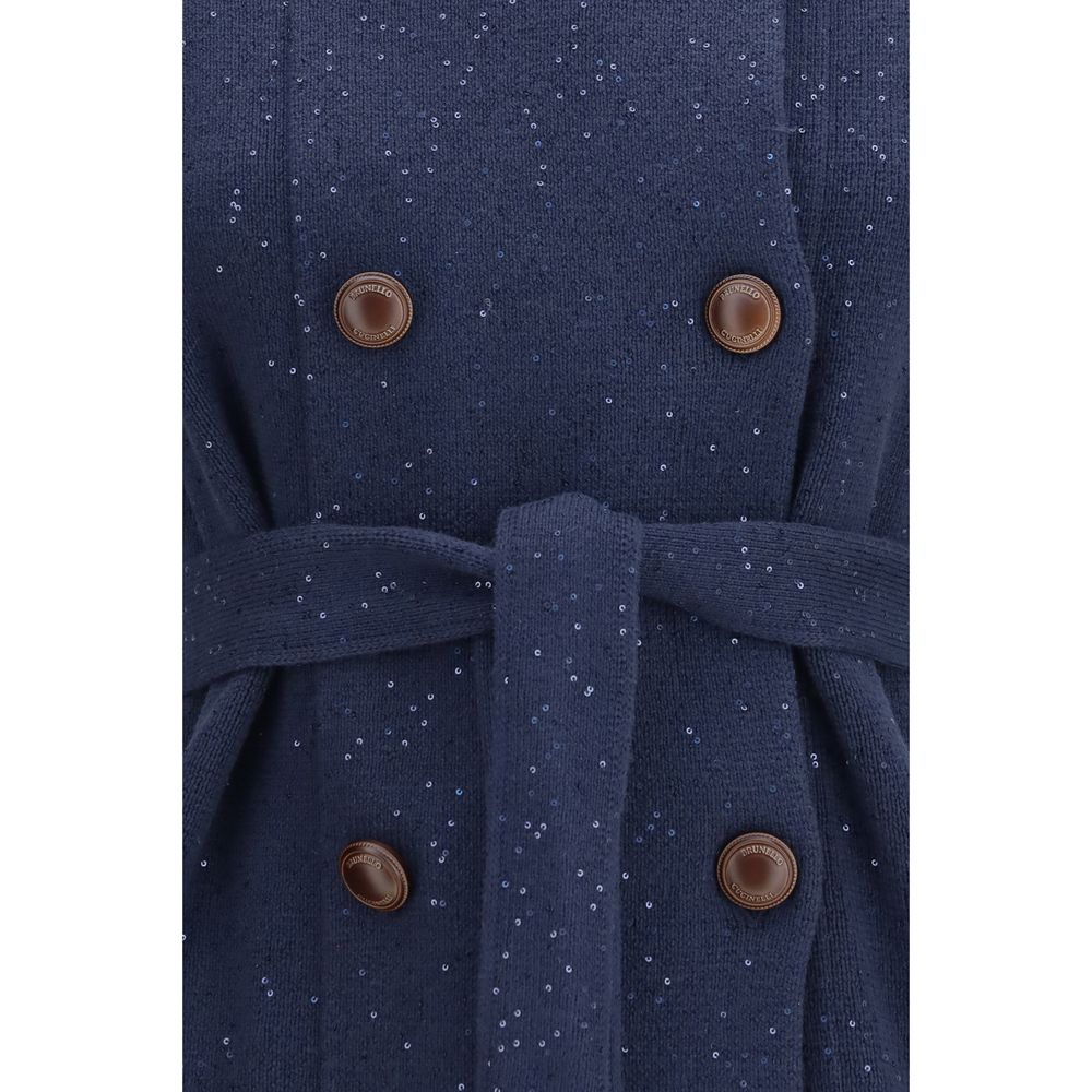 Brunello Cucinelli Blue Cotton Coat Brunello Cucinelli