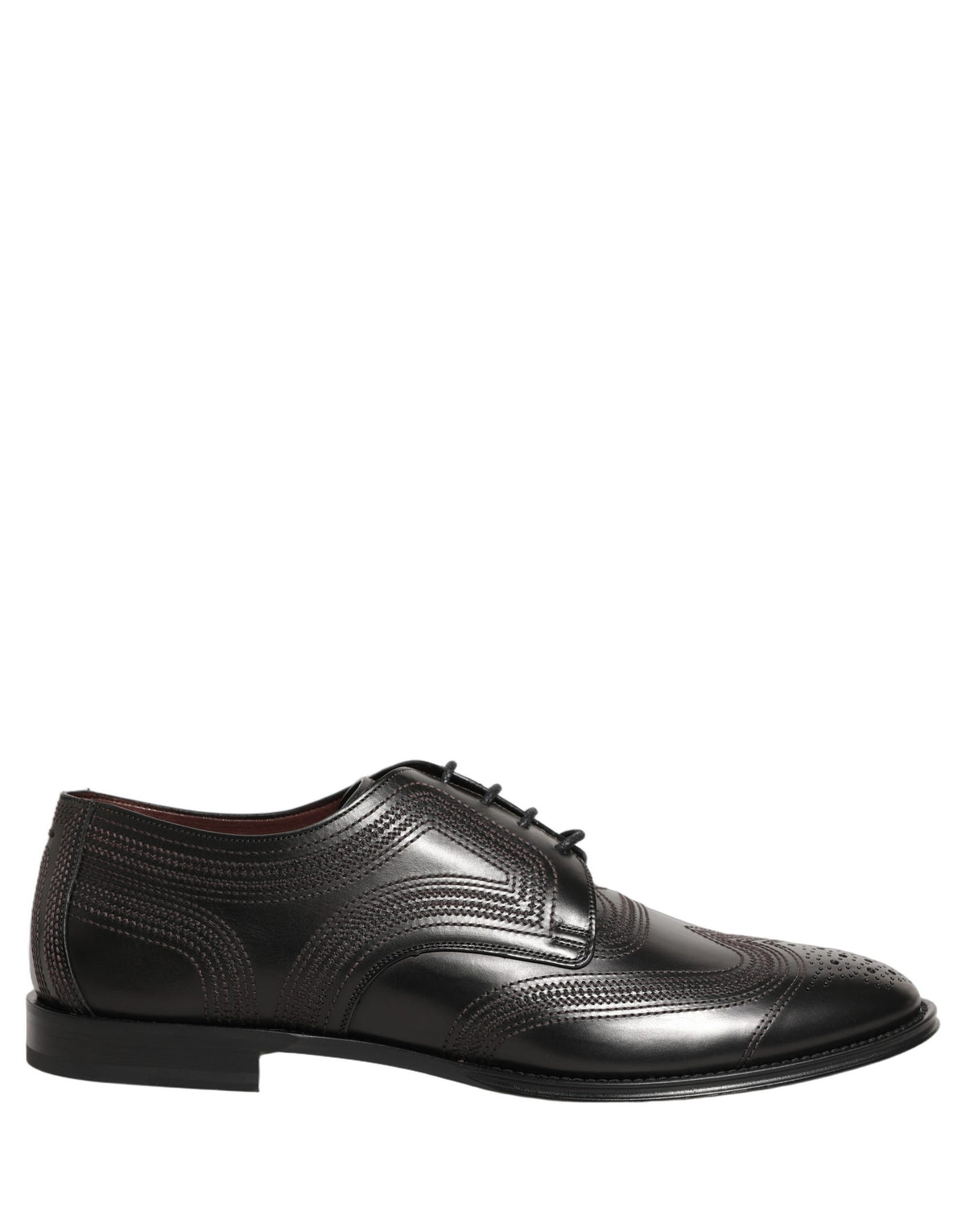 Dolce & Gabbana Black Embroidered Leather Derby Dress Shoes Dolce & Gabbana
