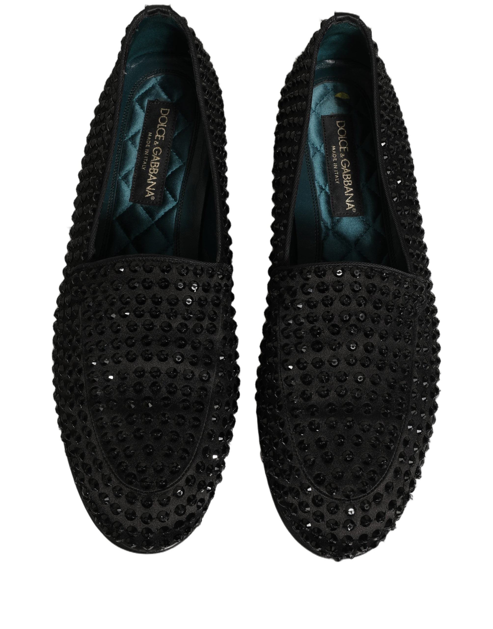 Dolce & Gabbana Black Rhinestone Embellished Loafers Shoes Dolce & Gabbana
