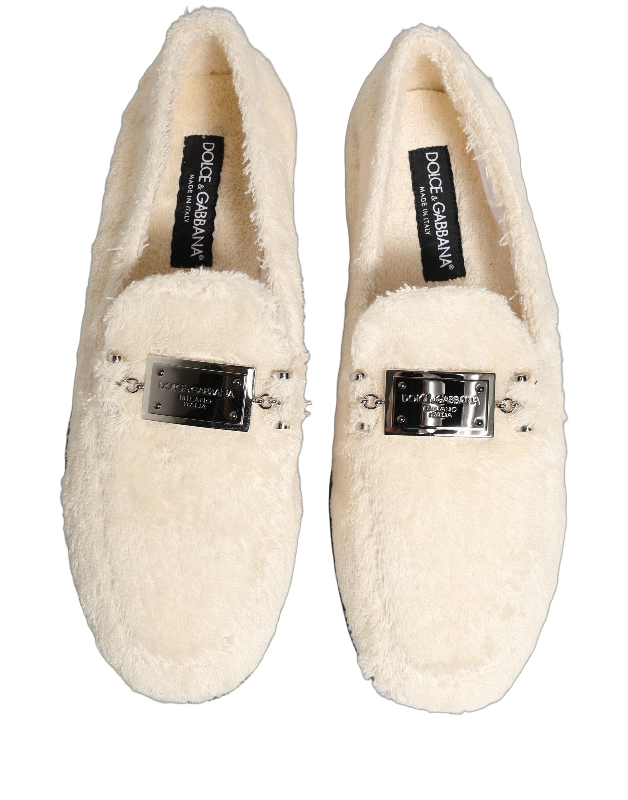 Dolce & Gabbana White Fur Shearling Men Dress Loafers Shoes Dolce & Gabbana