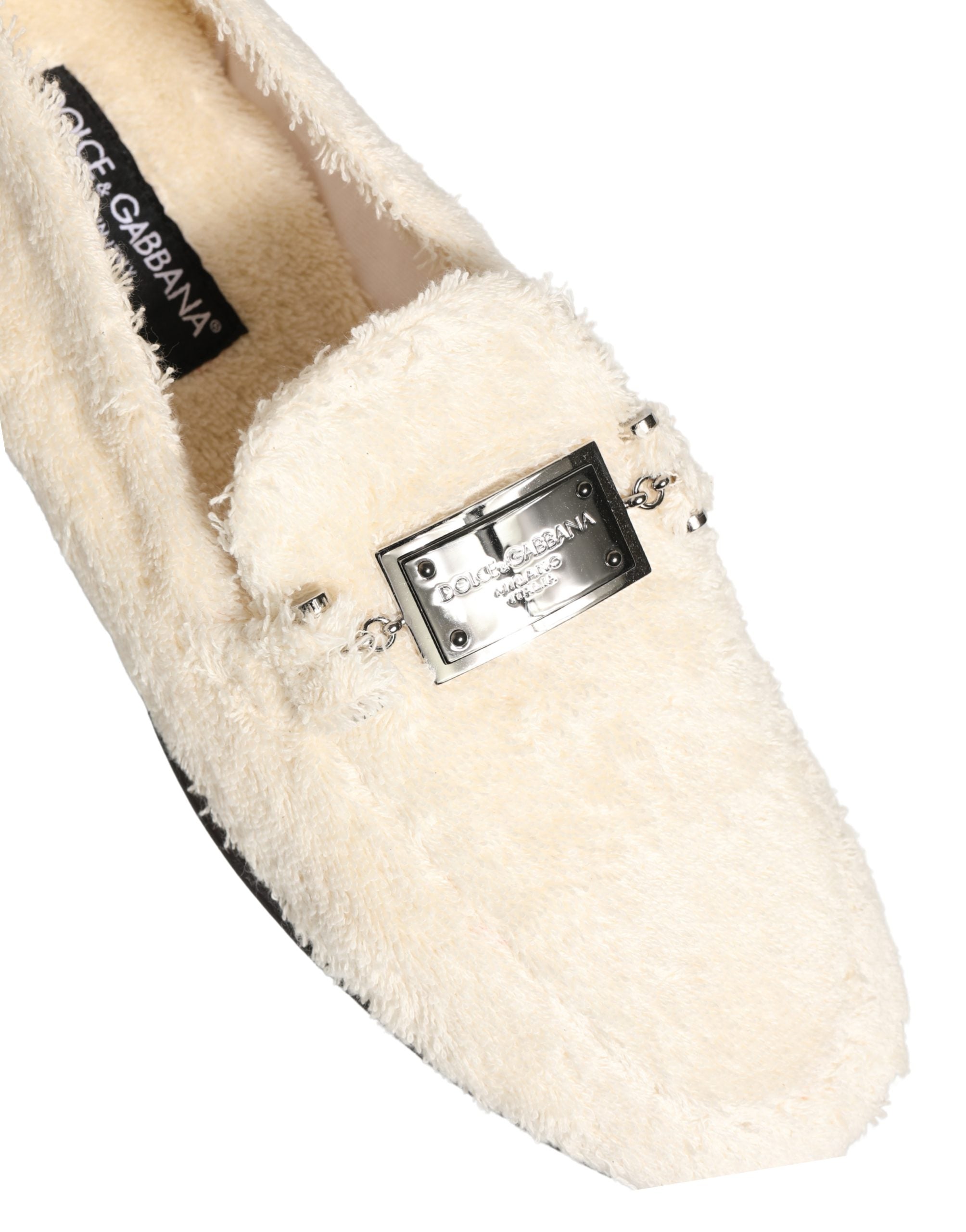 Dolce & Gabbana White Fur Shearling Men Dress Loafers Shoes Dolce & Gabbana