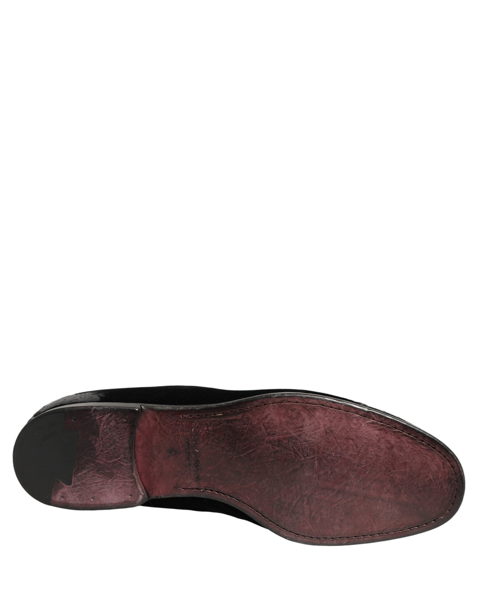 Dolce & Gabbana Black Velvet Loafers Formal Men Dress Shoes Dolce & Gabbana
