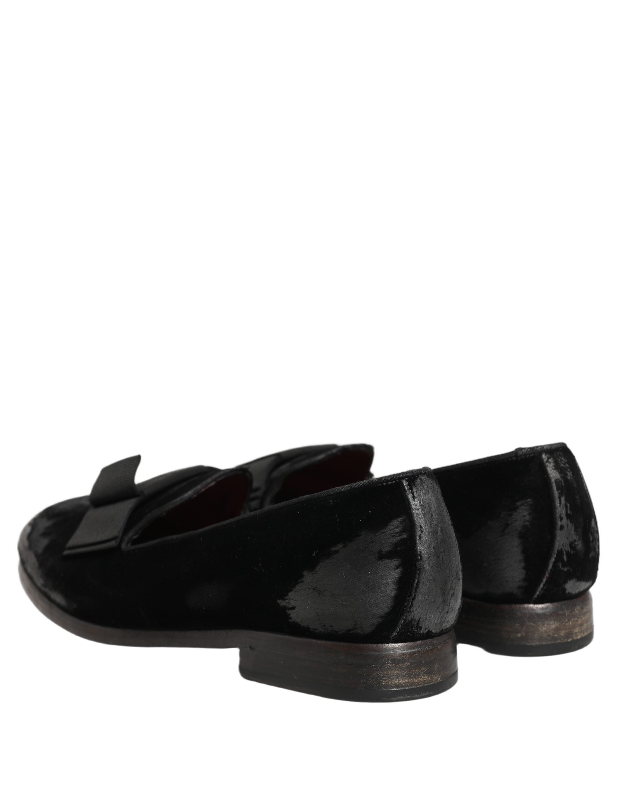 Dolce & Gabbana Black Velvet Loafers Formal Men Dress Shoes Dolce & Gabbana