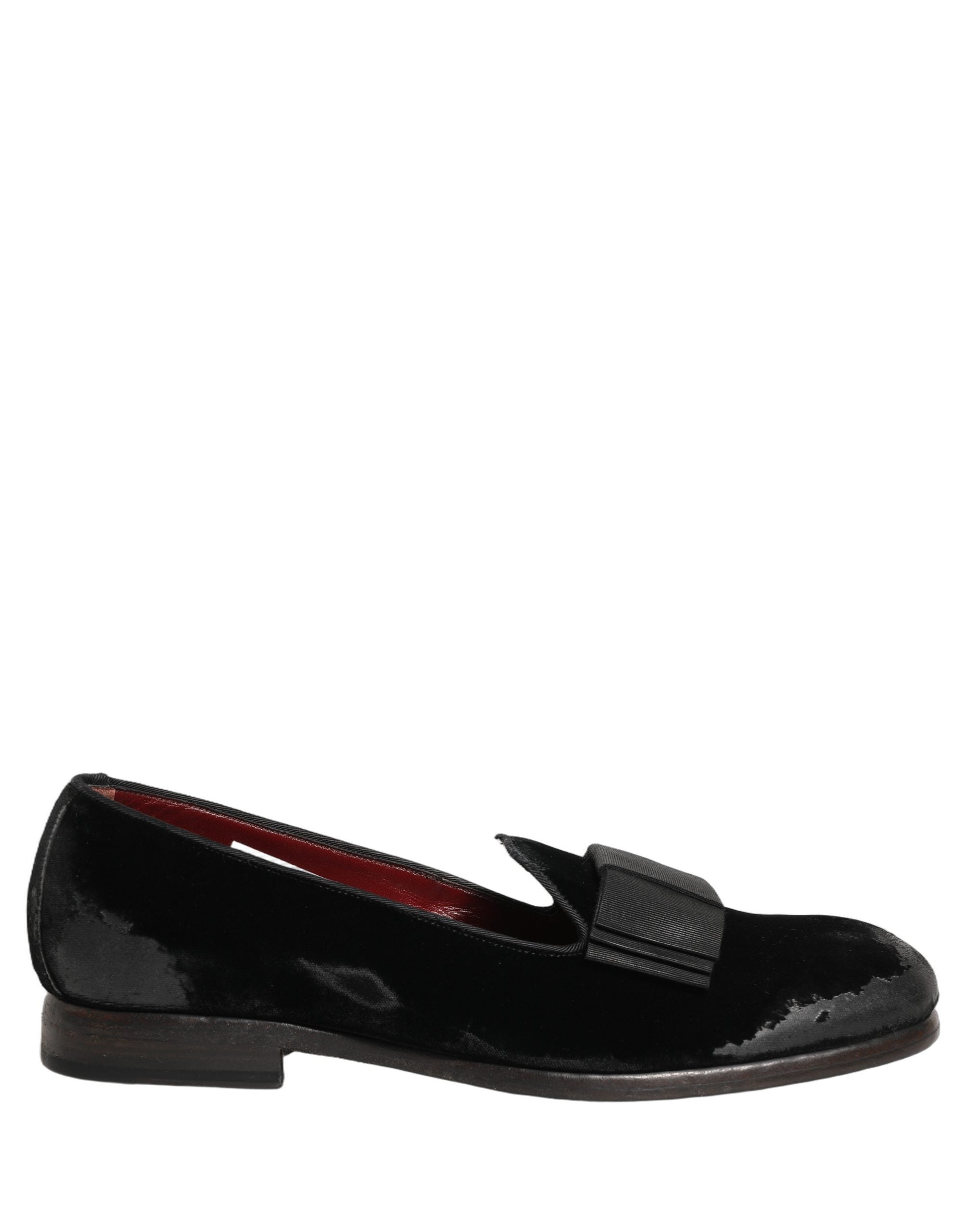 Dolce & Gabbana Black Velvet Loafers Formal Men Dress Shoes Dolce & Gabbana