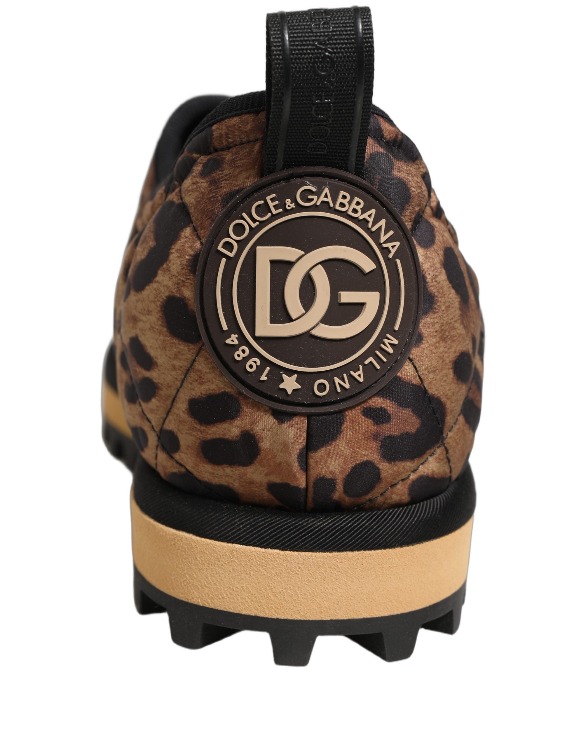 Dolce & Gabbana Brown Leopard Print Quilted Men Sneakers Shoes Dolce & Gabbana