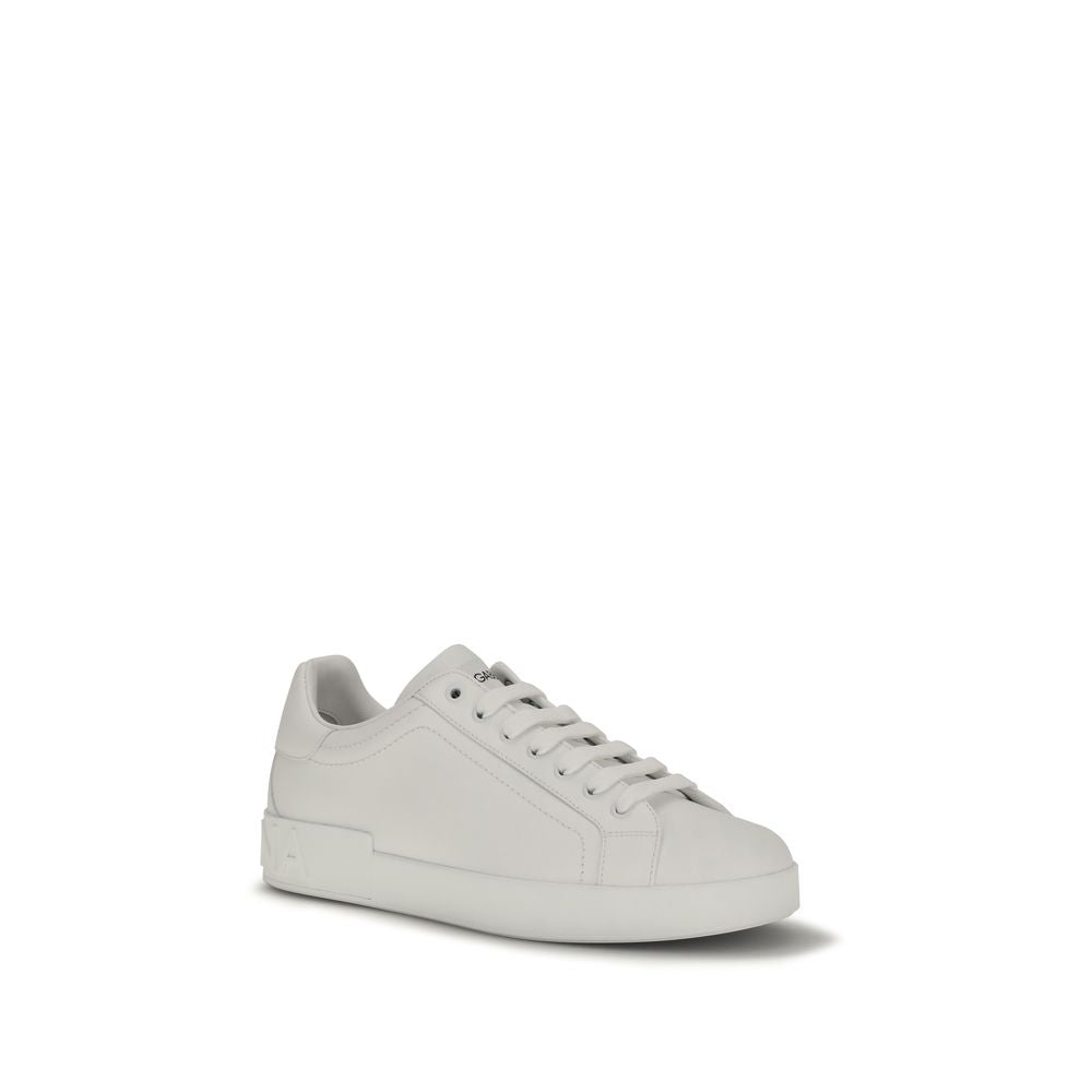 Dolce & Gabbana White Calf Leather Bos Taurus Low Top Sneakers Dolce & Gabbana