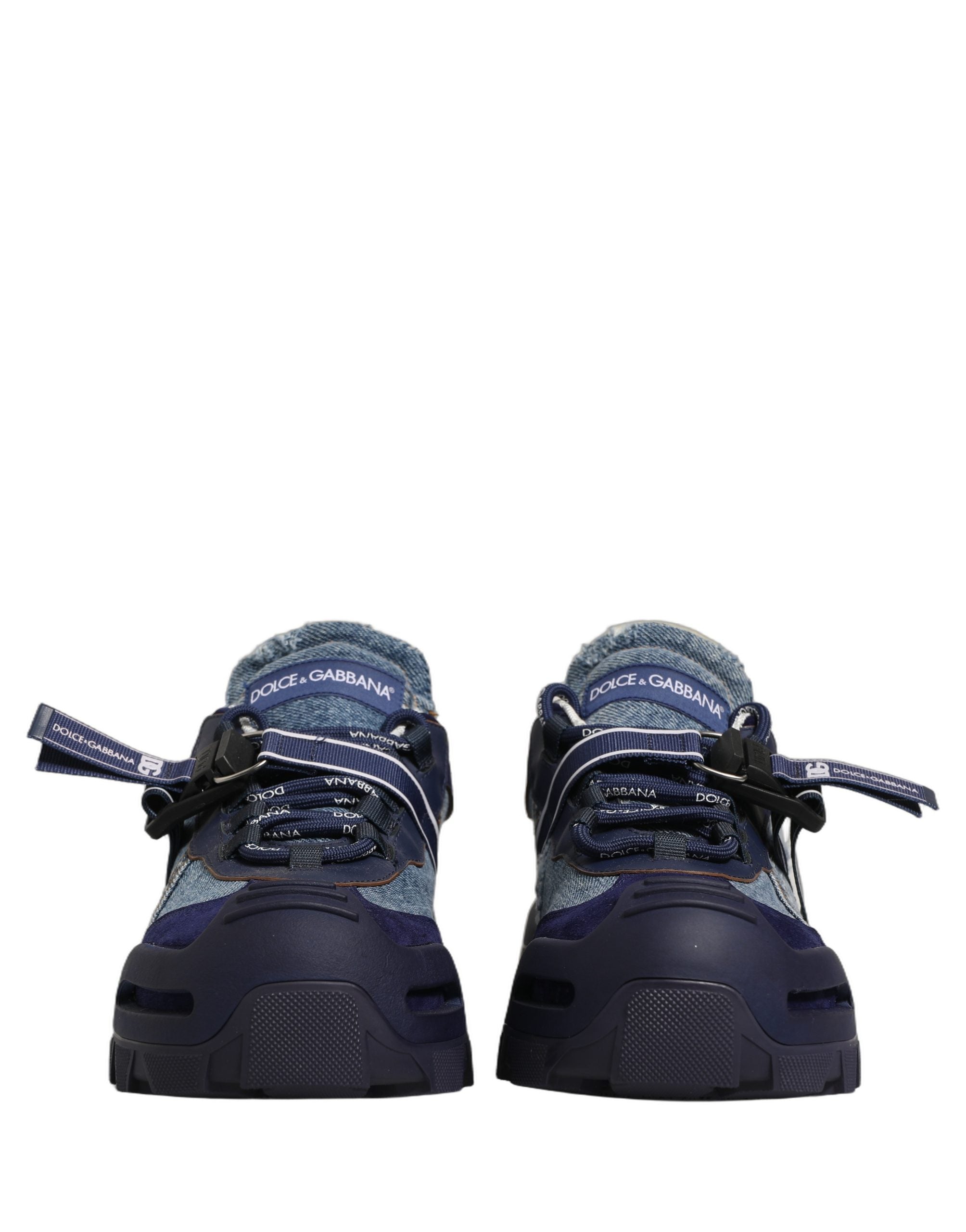 Dolce & Gabbana Blue Airmaster Panelled Low Top Denim Sneakers Shoes Dolce & Gabbana