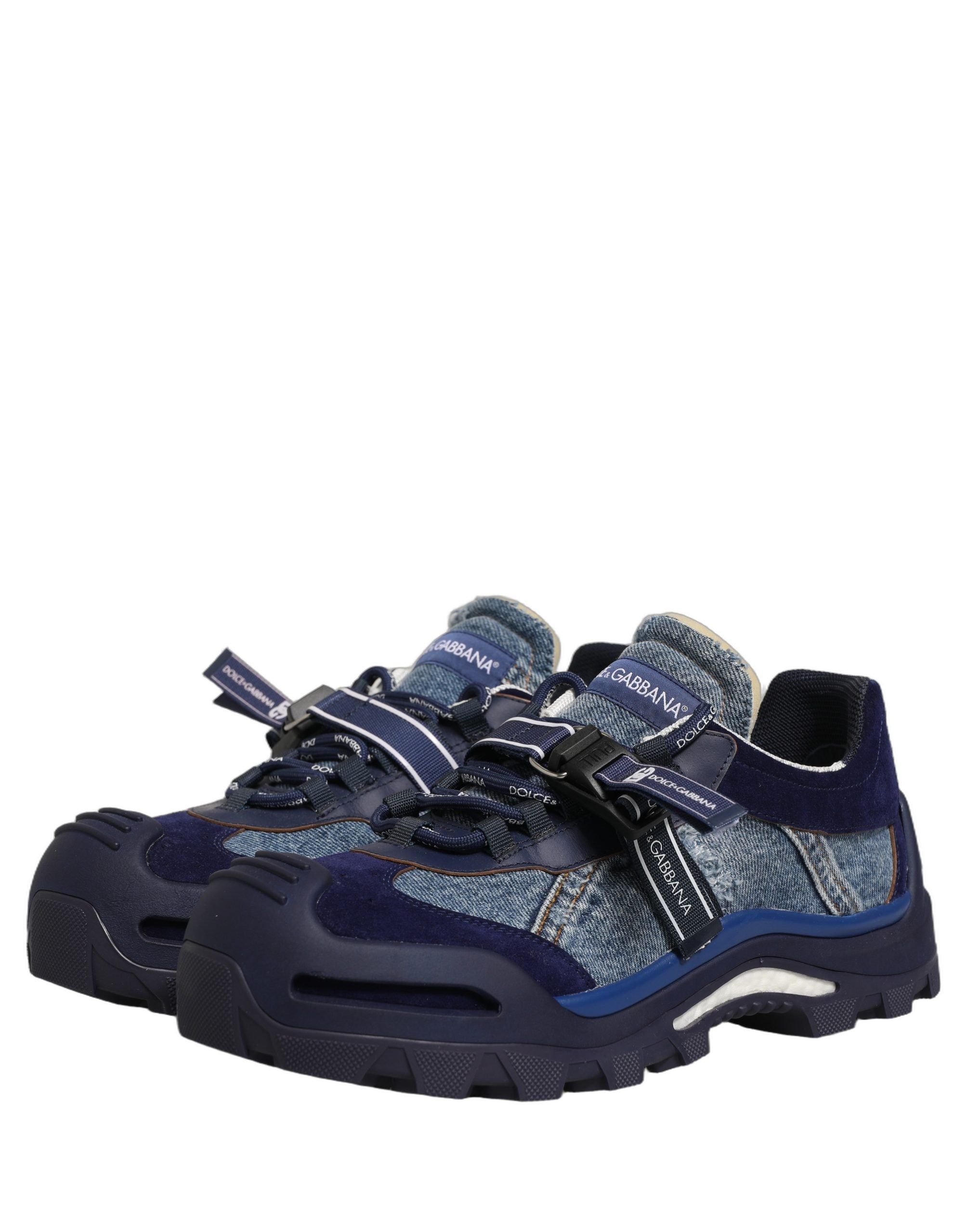Dolce & Gabbana Blue Airmaster Panelled Low Top Denim Sneakers Shoes Dolce & Gabbana