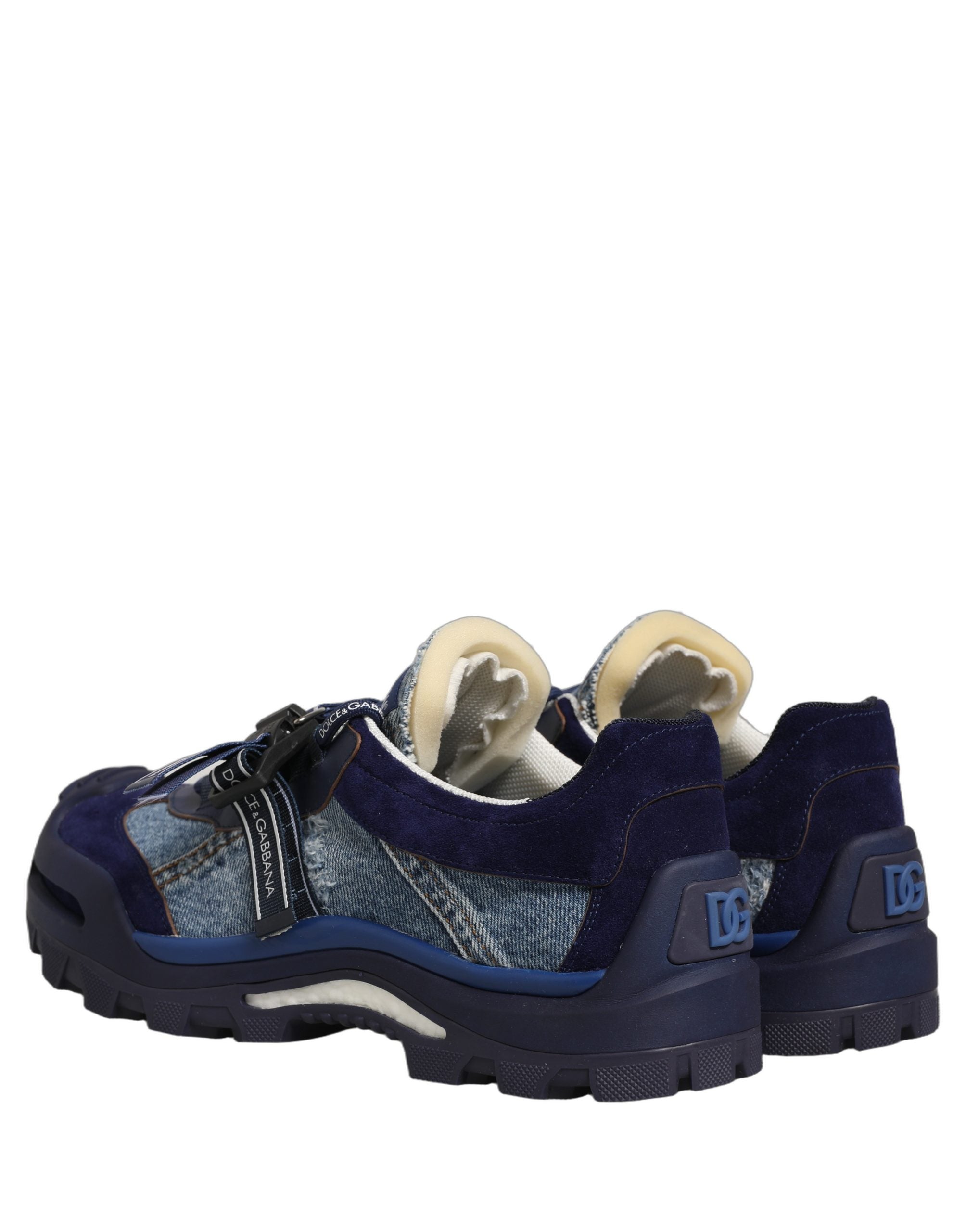 Dolce & Gabbana Blue Airmaster Panelled Low Top Denim Sneakers Shoes Dolce & Gabbana