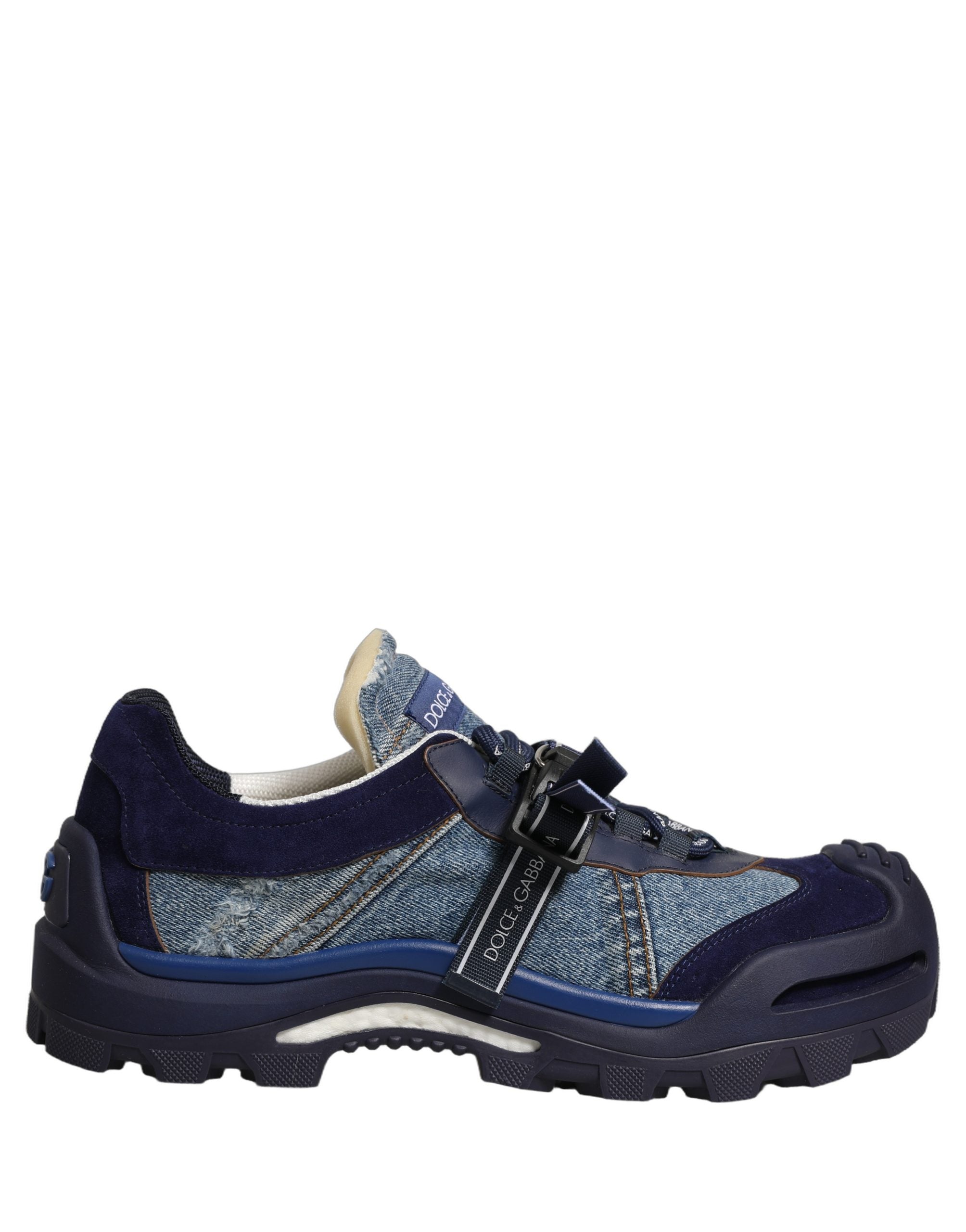 Dolce & Gabbana Blue Airmaster Panelled Low Top Denim Sneakers Shoes Dolce & Gabbana