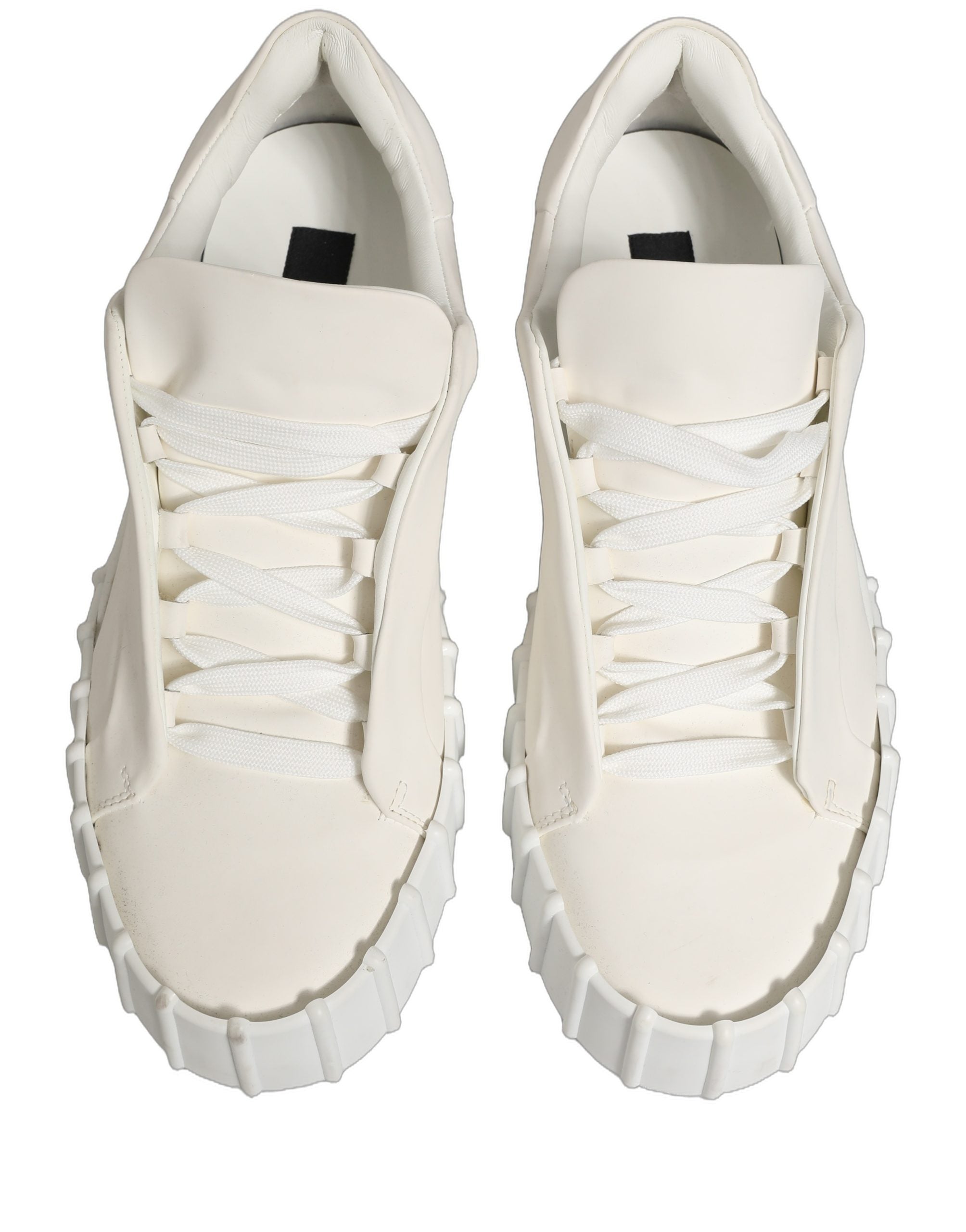 Dolce & Gabbana White Leather Low Top Lace Up Sneakers Shoes Dolce & Gabbana