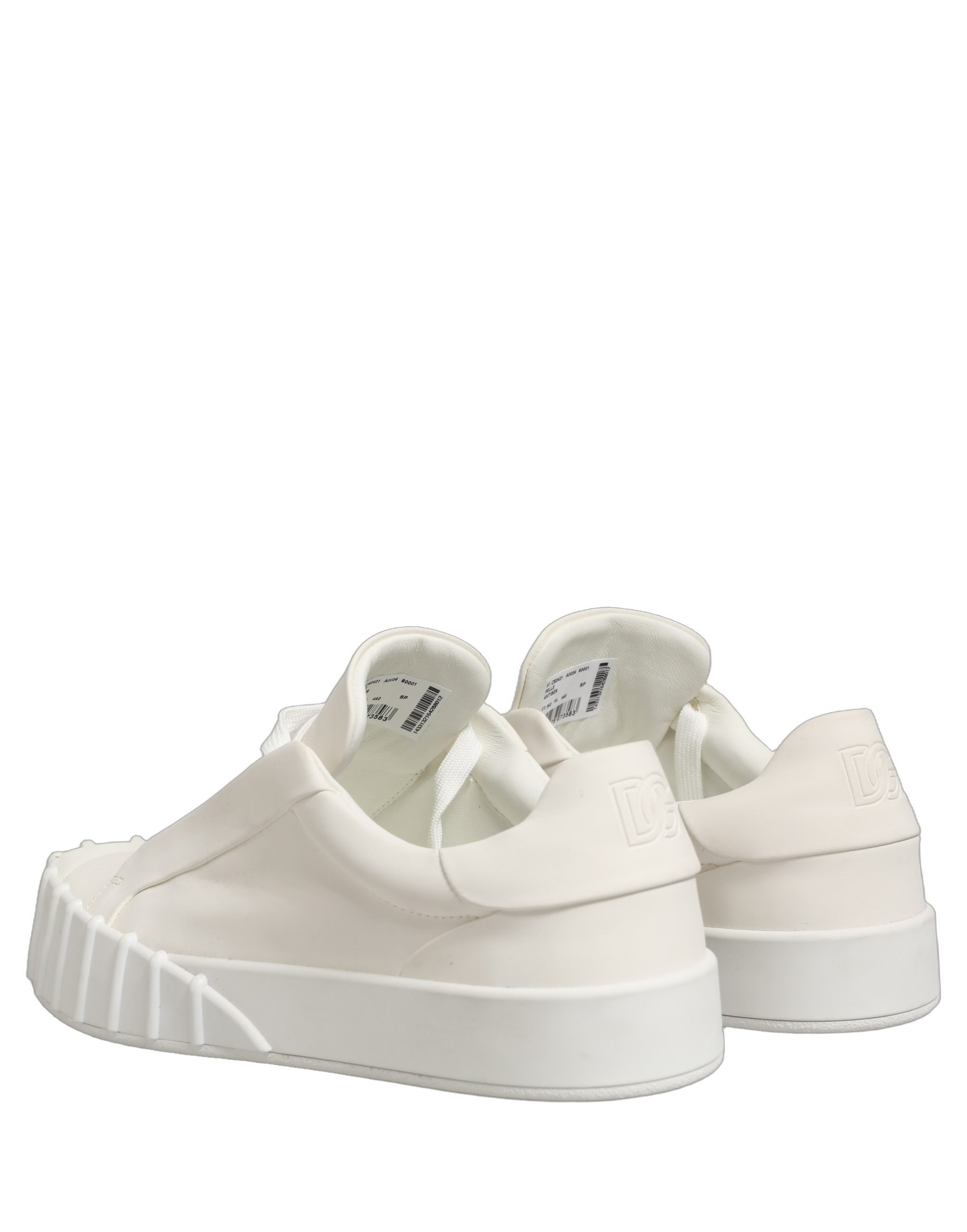 Dolce & Gabbana White Leather Low Top Lace Up Sneakers Shoes Dolce & Gabbana