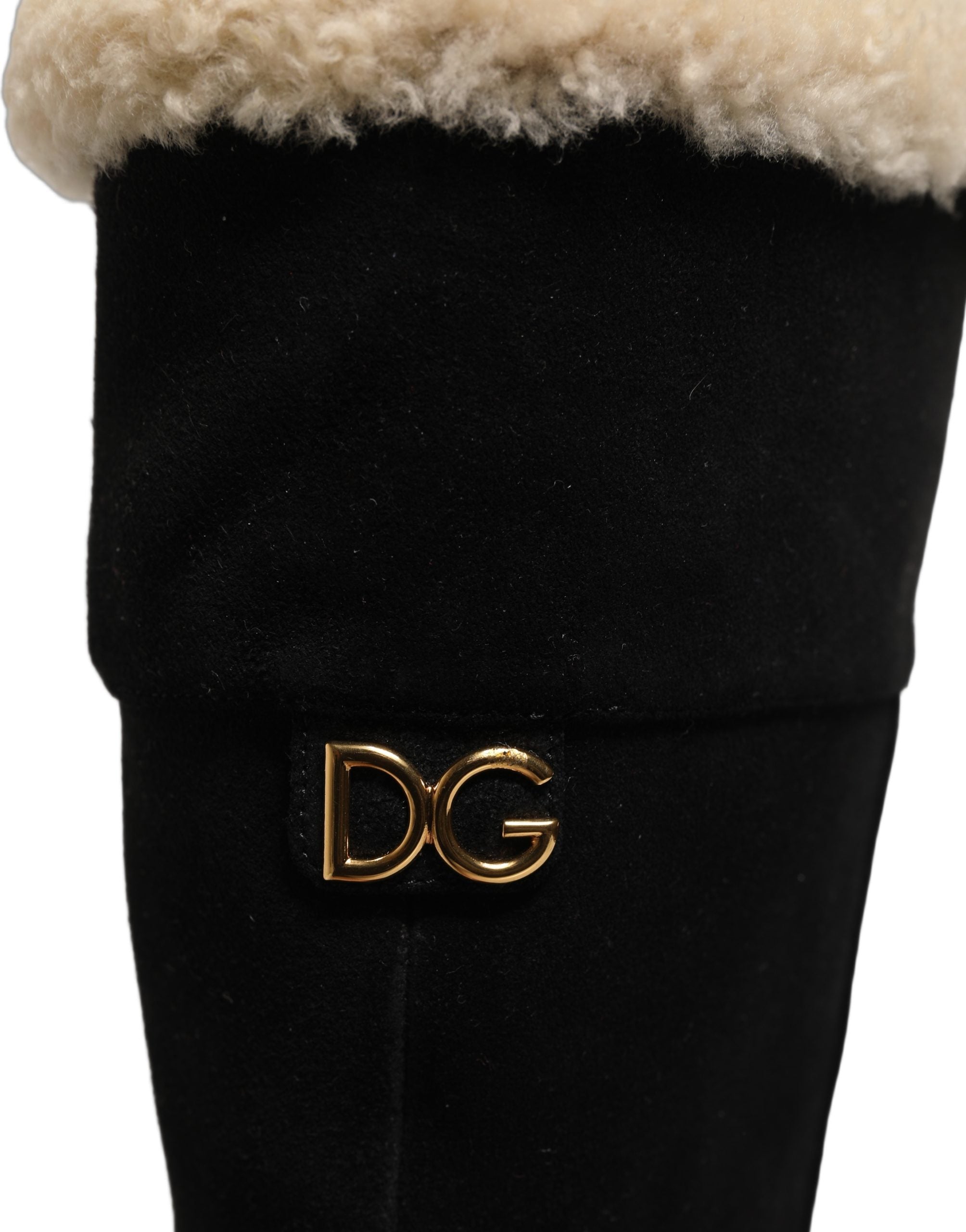 Dolce & Gabbana Black Suede Leather Knee High Boots Shoes Dolce & Gabbana