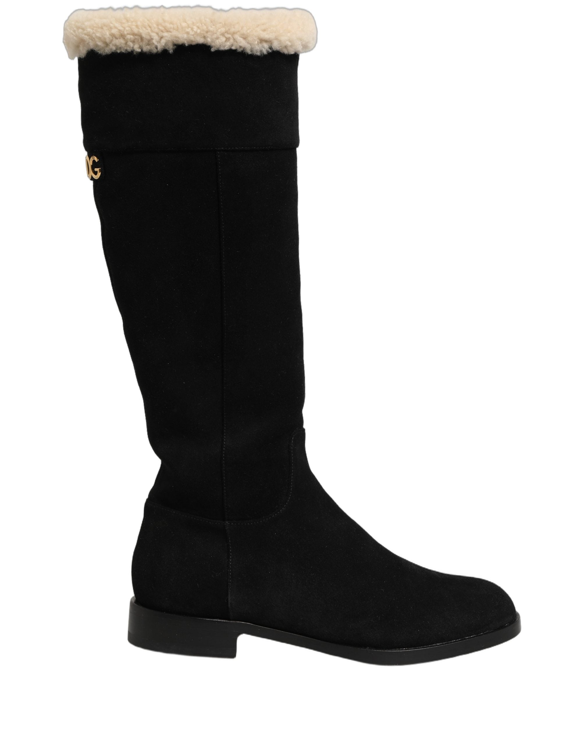 Dolce & Gabbana Black Suede Leather Knee High Boots Shoes Dolce & Gabbana