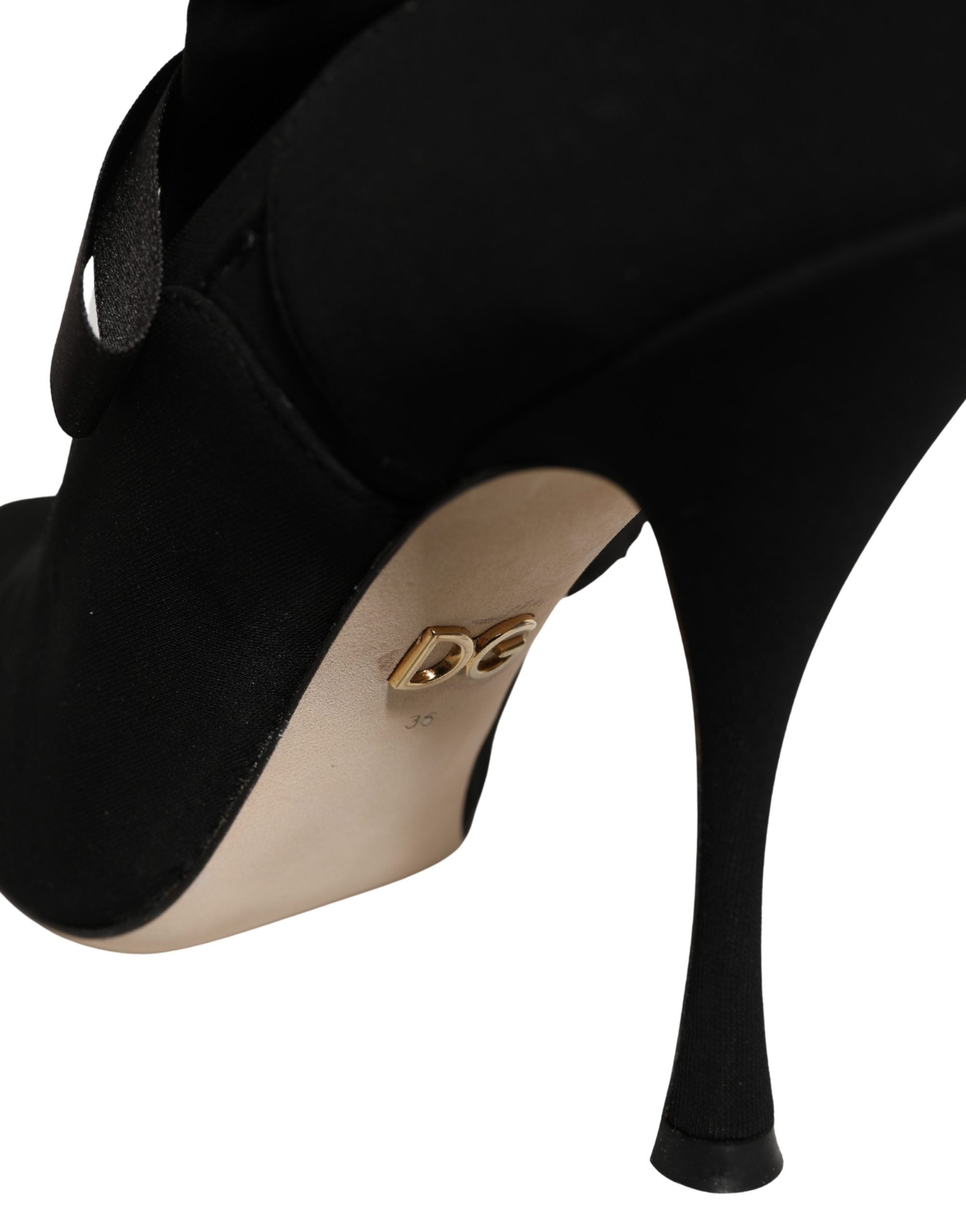 Dolce & Gabbana Black Stiletto Heels Mid Calf Boots Shoes Dolce & Gabbana