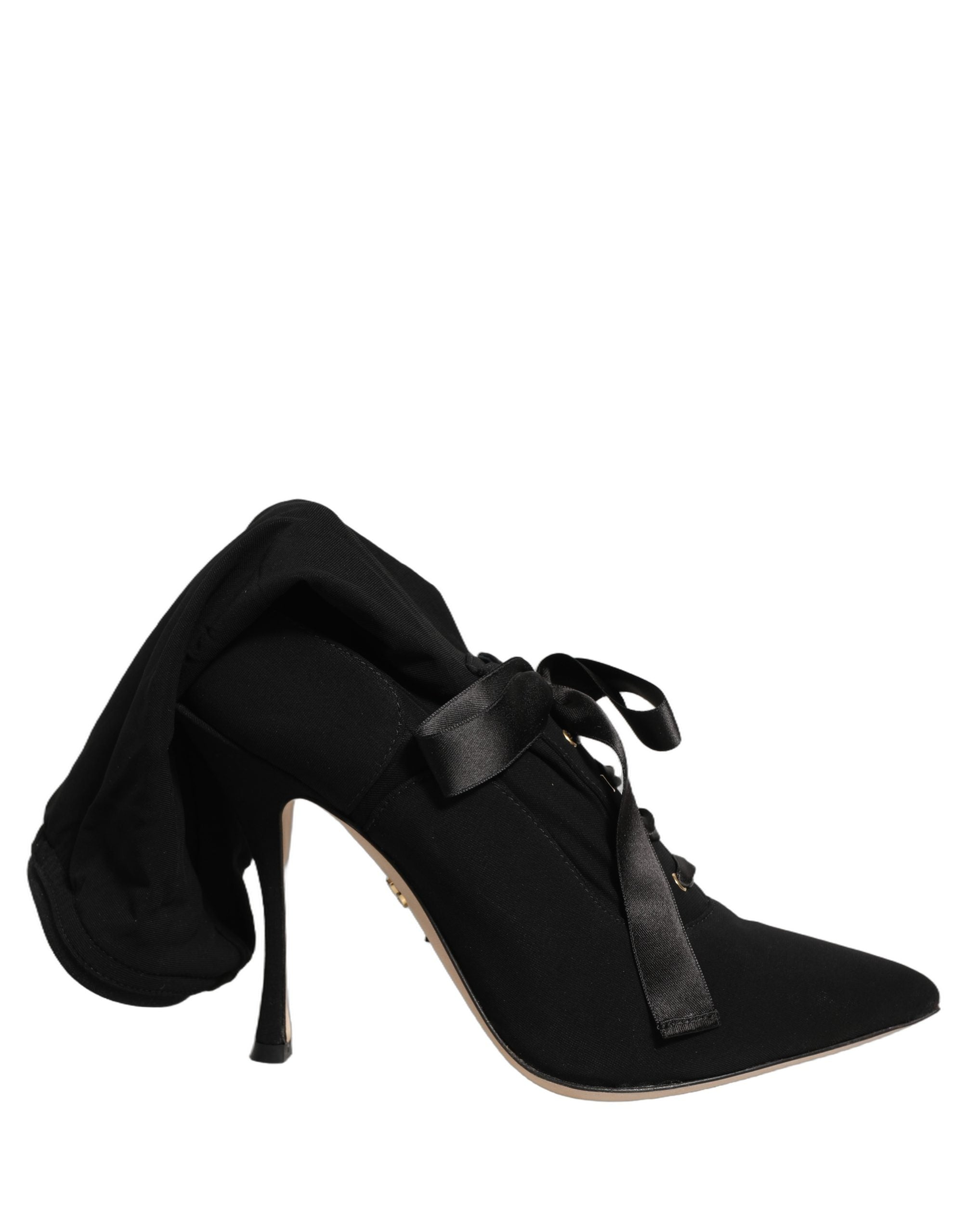 Dolce & Gabbana Black Stiletto Heels Mid Calf Boots Shoes Dolce & Gabbana