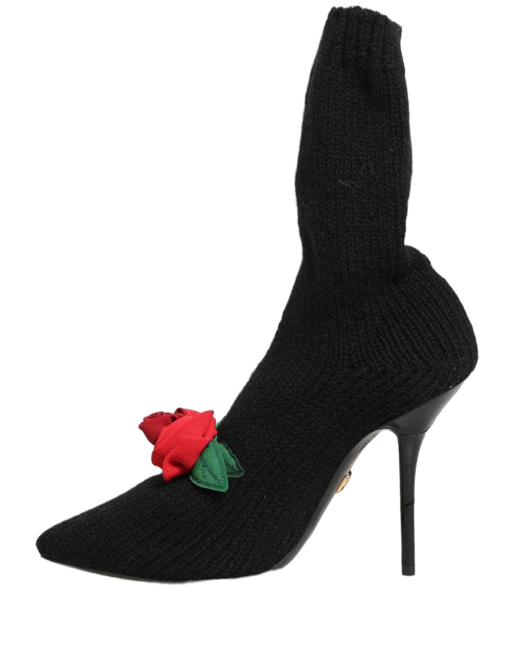 Dolce & Gabbana Black Stiletto Heels Mid Calf Boots Shoes Dolce & Gabbana