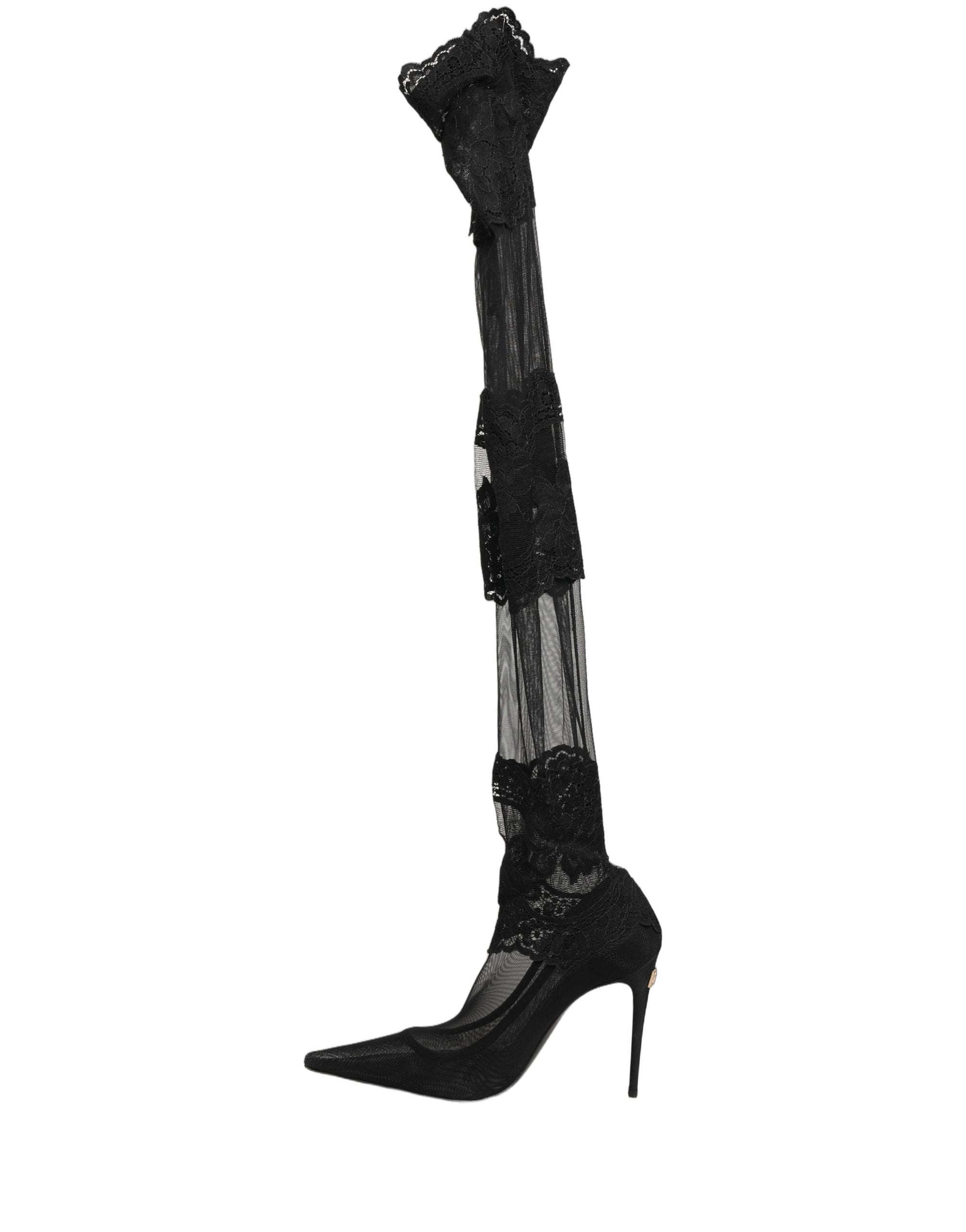 Dolce & Gabbana Black Over The Knee Sock Pumps Boots Shoes Dolce & Gabbana