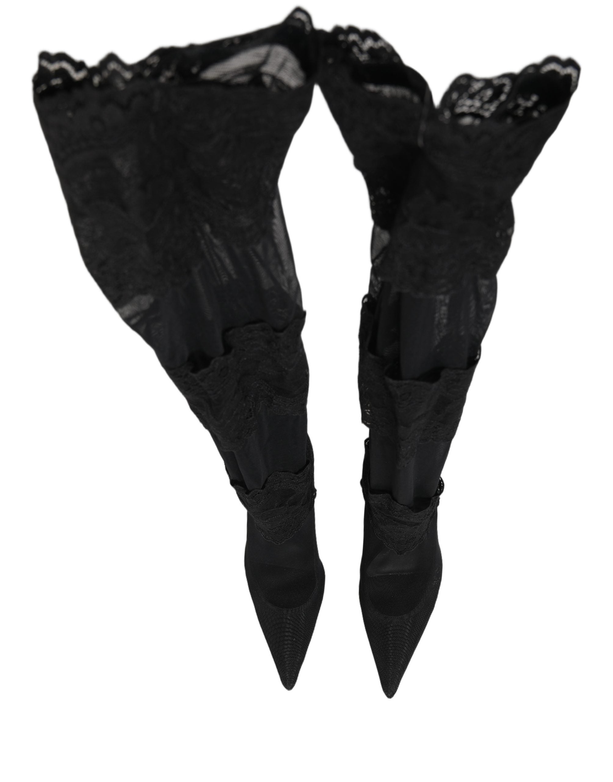 Dolce & Gabbana Black Over The Knee Sock Pumps Boots Shoes Dolce & Gabbana
