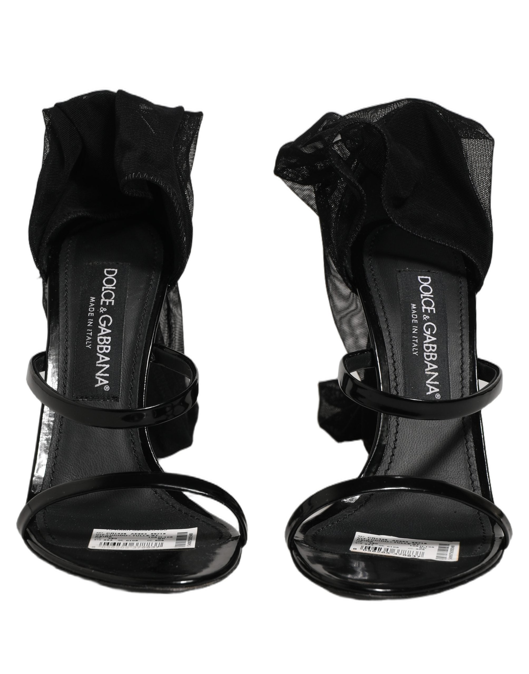 Dolce & Gabbana Stiletto Sandals Socks Knee High Boots Black Dolce & Gabbana