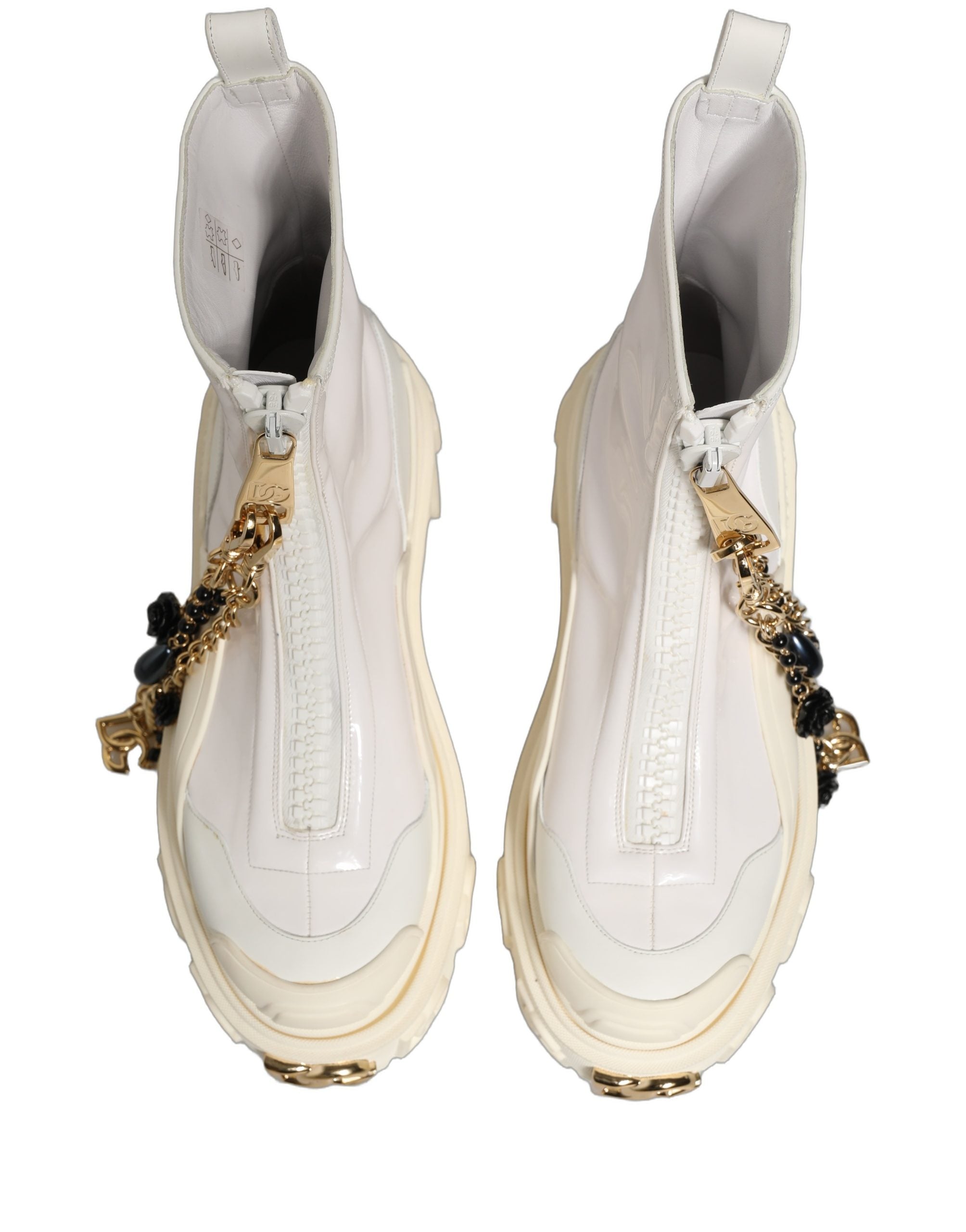 Dolce & Gabbana White Leather Rubber Logo Ankle Boots Shoes Dolce & Gabbana