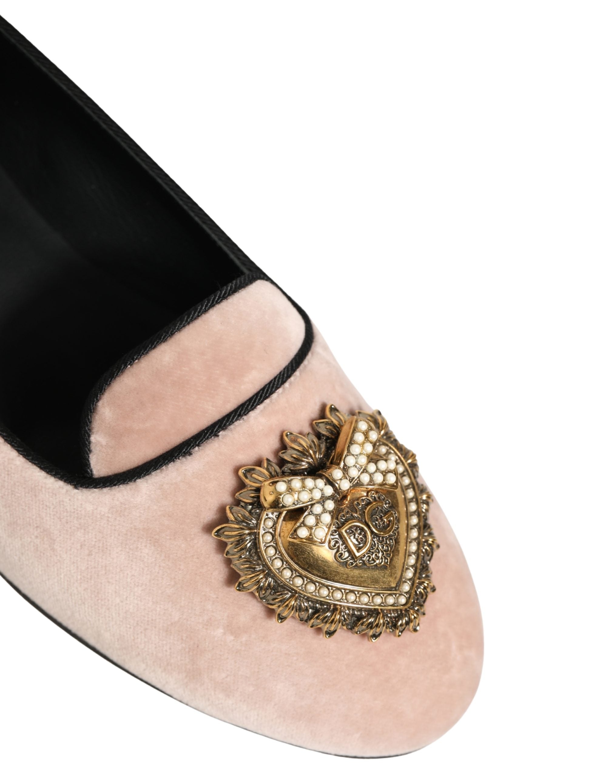 Dolce & Gabbana Pink Velvet Devotion Loafers Flats Shoes Dolce & Gabbana