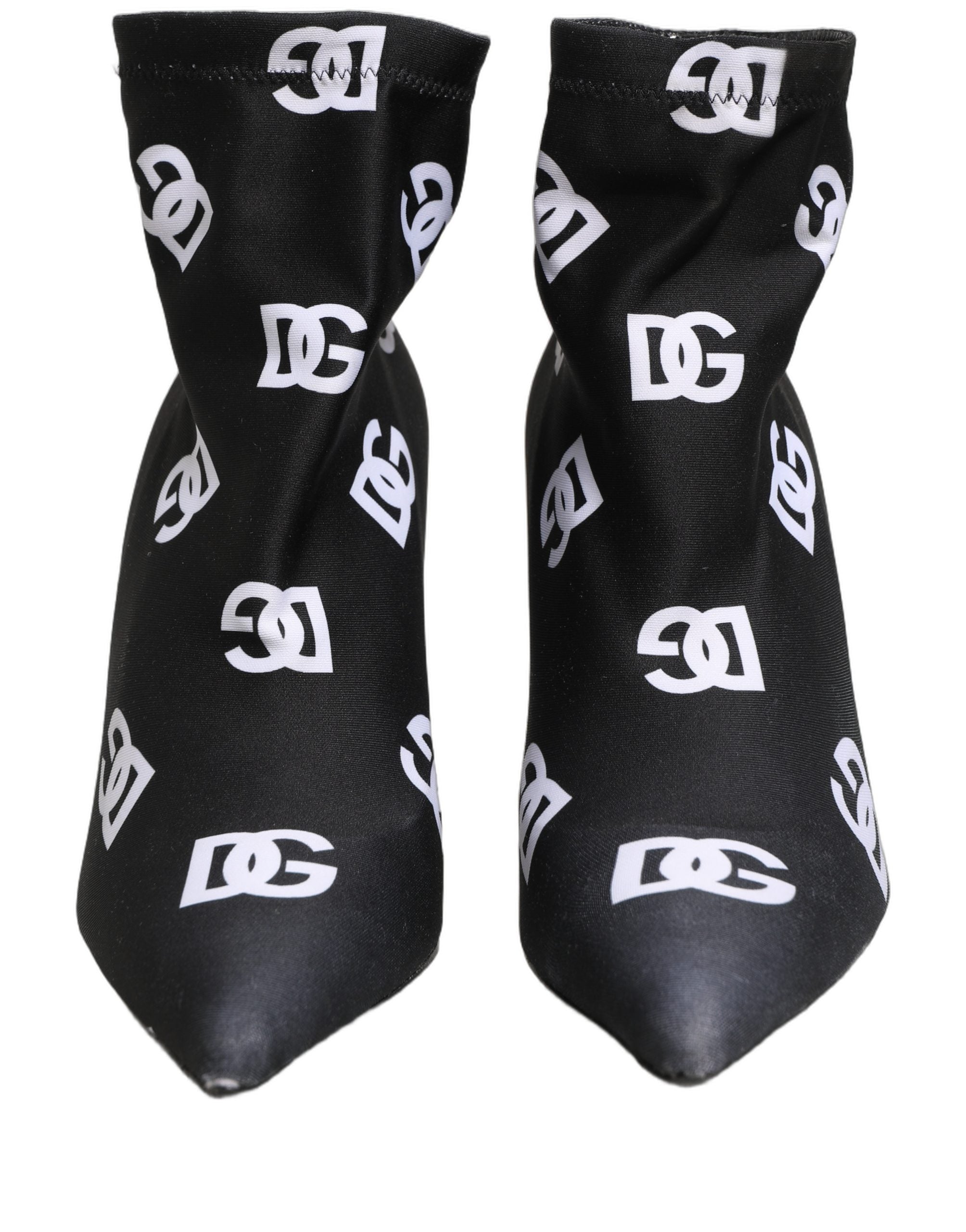 Dolce & Gabbana Black Logo Stretch Heels Ankle Boots Shoes Dolce & Gabbana
