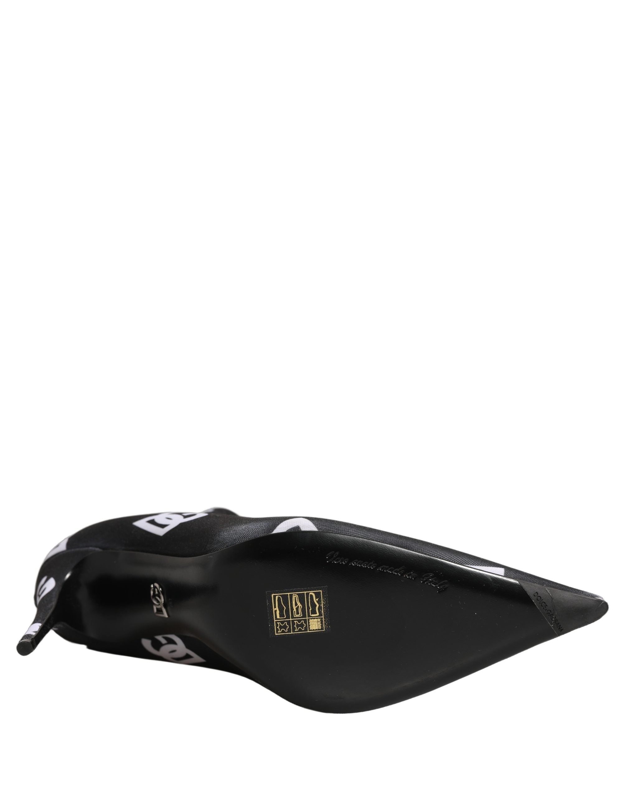 Dolce & Gabbana Black Logo Stretch Heels Ankle Boots Shoes Dolce & Gabbana