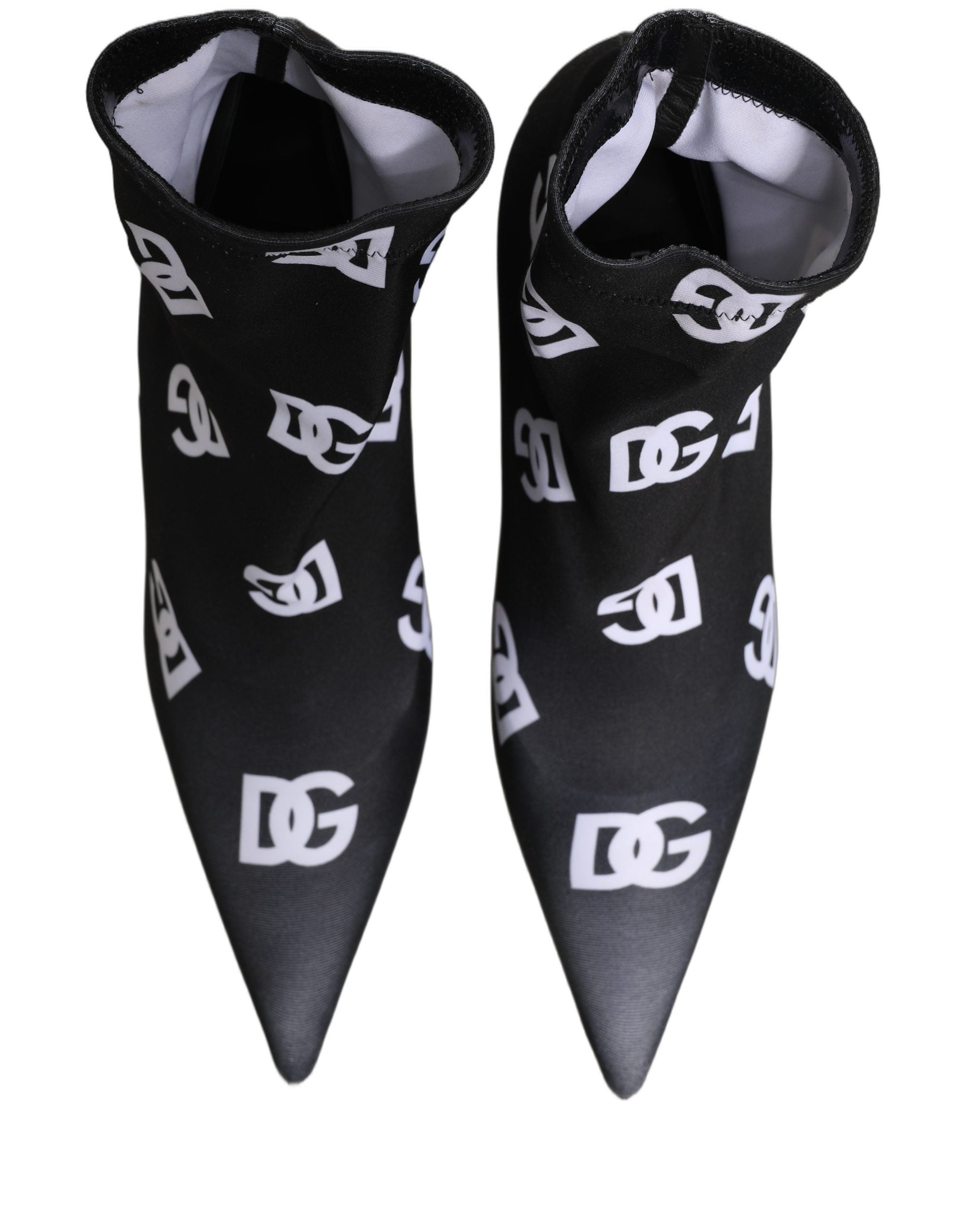 Dolce & Gabbana Black Logo Stretch Heels Ankle Boots Shoes Dolce & Gabbana