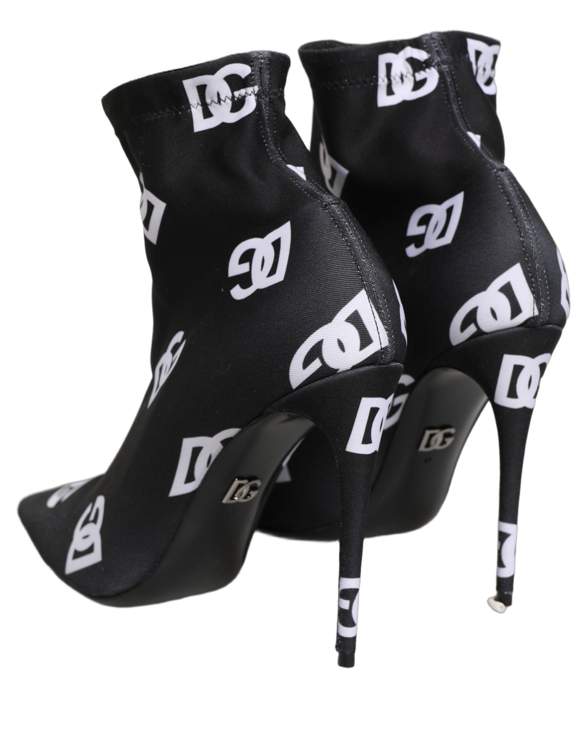 Dolce & Gabbana Black Logo Stretch Heels Ankle Boots Shoes Dolce & Gabbana