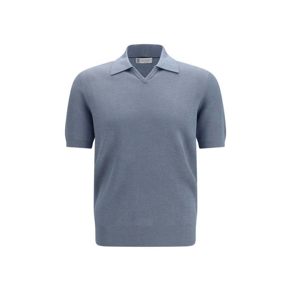 Brunello Cucinelli Blue Cotton Polo Shirt Brunello Cucinelli