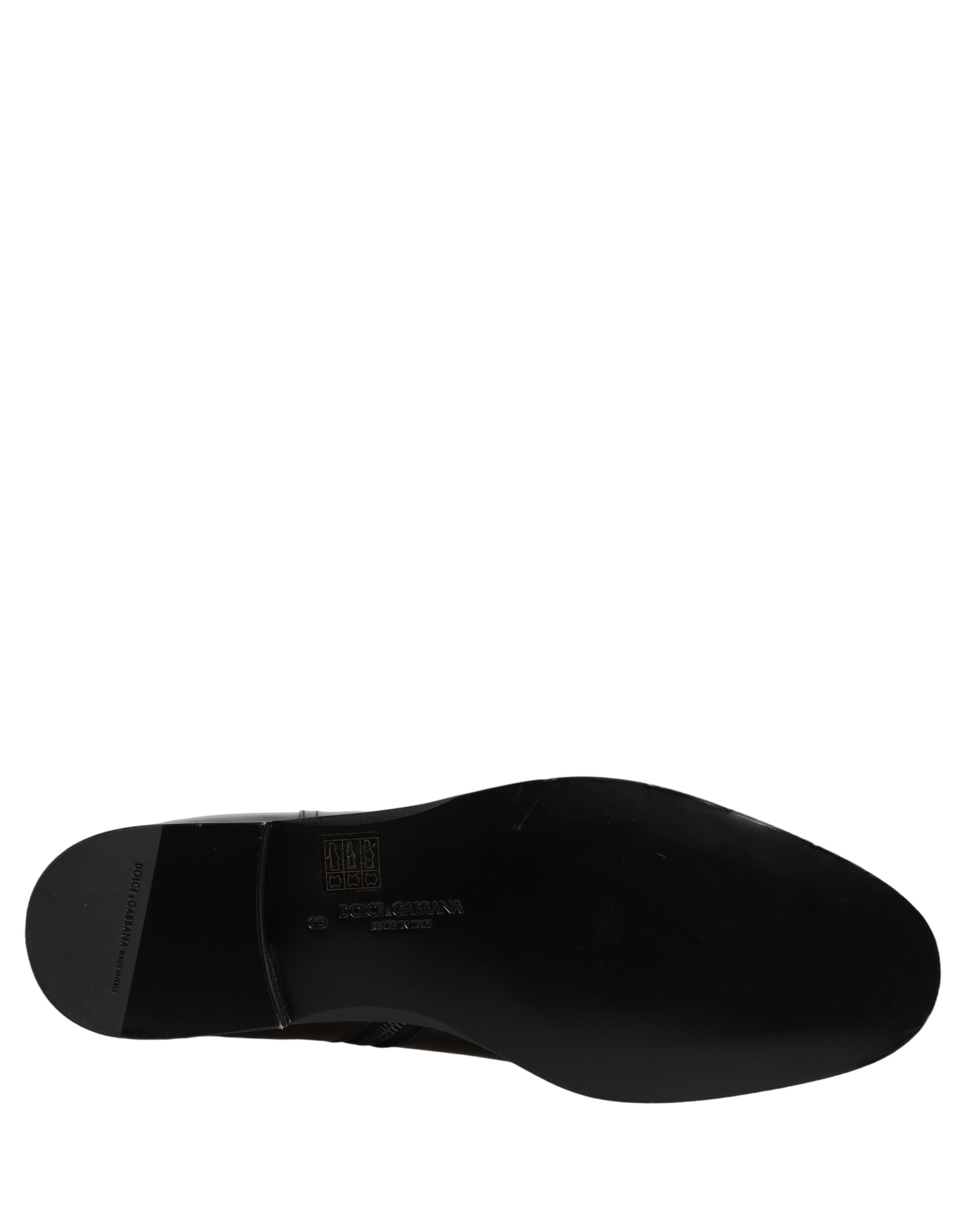Dolce & Gabbana Black Leather Logo Buckle Mid Calf Boots Shoes Dolce & Gabbana