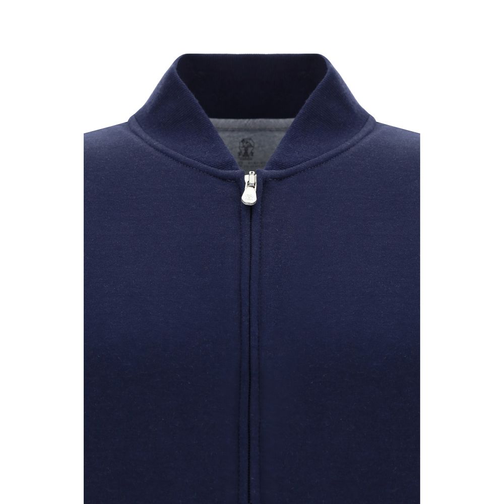 Brunello Cucinelli Blue Cotton Sweatshirt Brunello Cucinelli