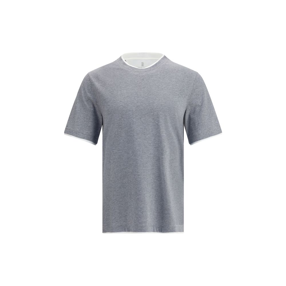 Brunello Cucinelli Gray Cotton T-Shirt Brunello Cucinelli