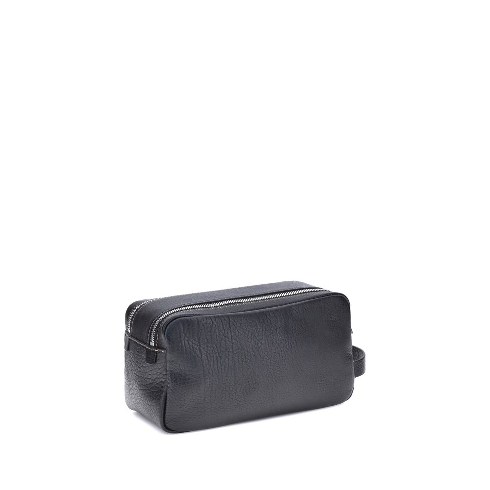 Brunello Cucinelli Black Calf Leather Bos Taurus Airpod Holder Brunello Cucinelli
