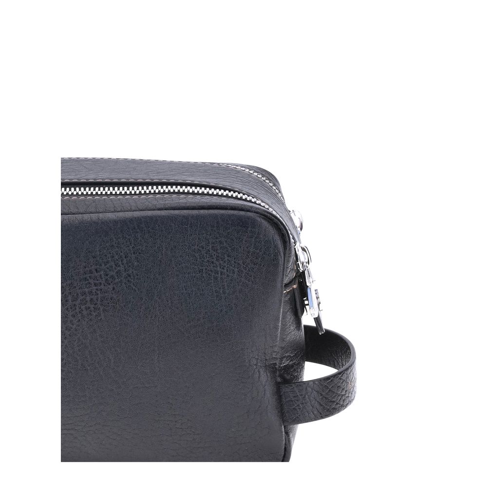 Brunello Cucinelli Black Calf Leather Bos Taurus Airpod Holder Brunello Cucinelli