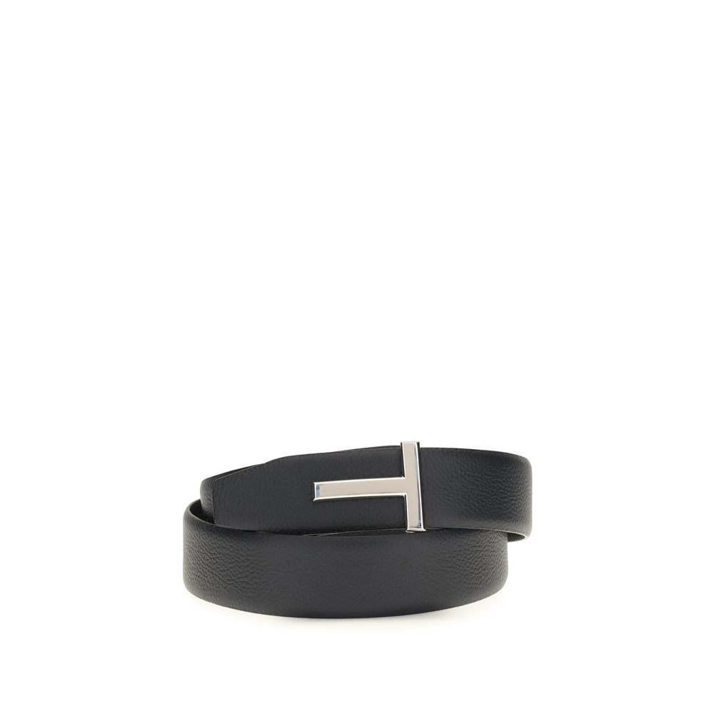Tom Ford Black Calf Leather Bos Taurus Belt Tom Ford