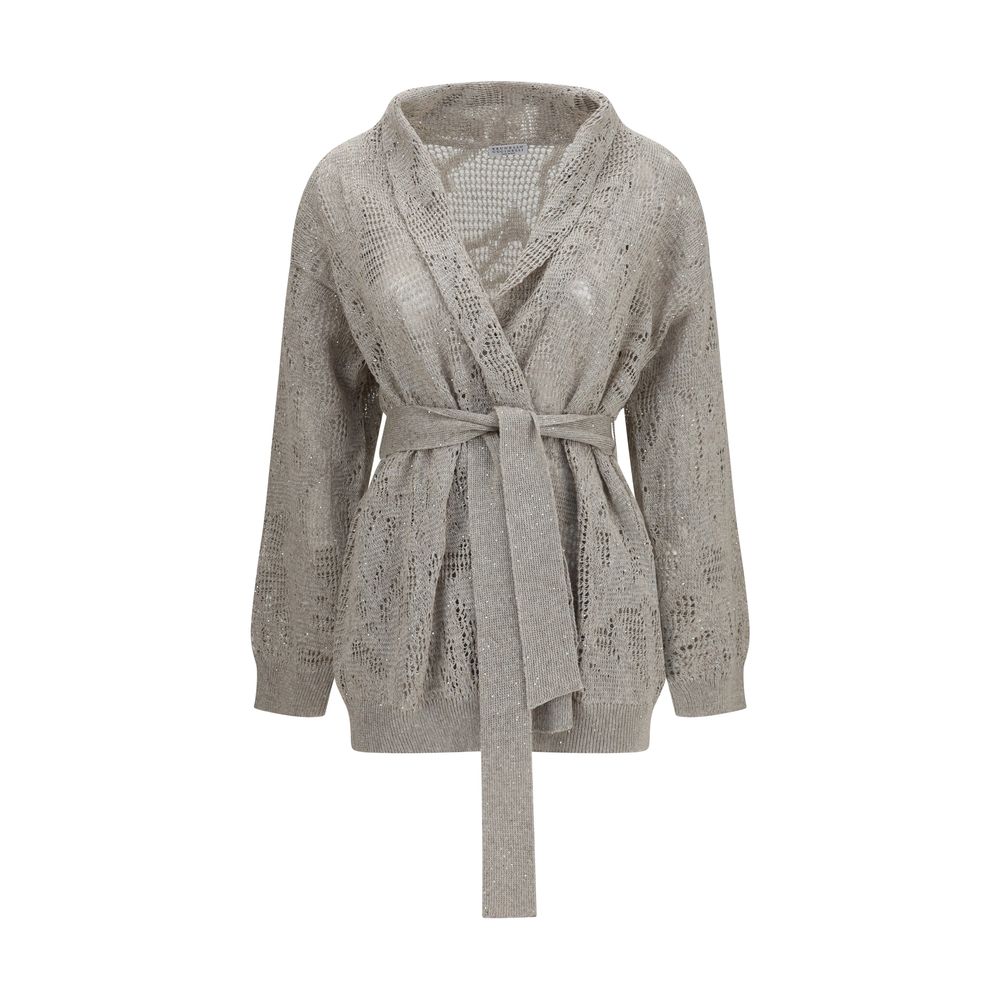Brunello Cucinelli Beige Linen Cardigan Brunello Cucinelli