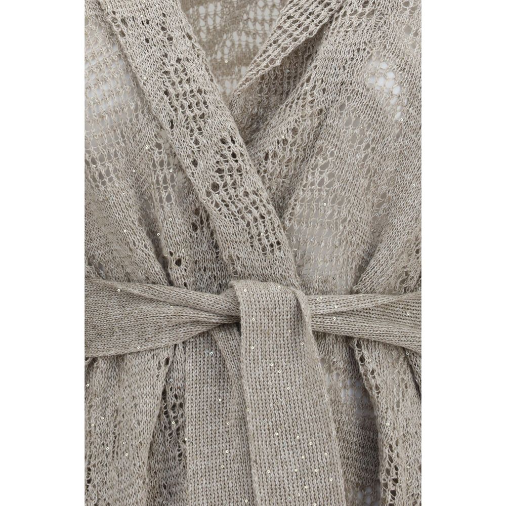 Brunello Cucinelli Beige Linen Cardigan Brunello Cucinelli