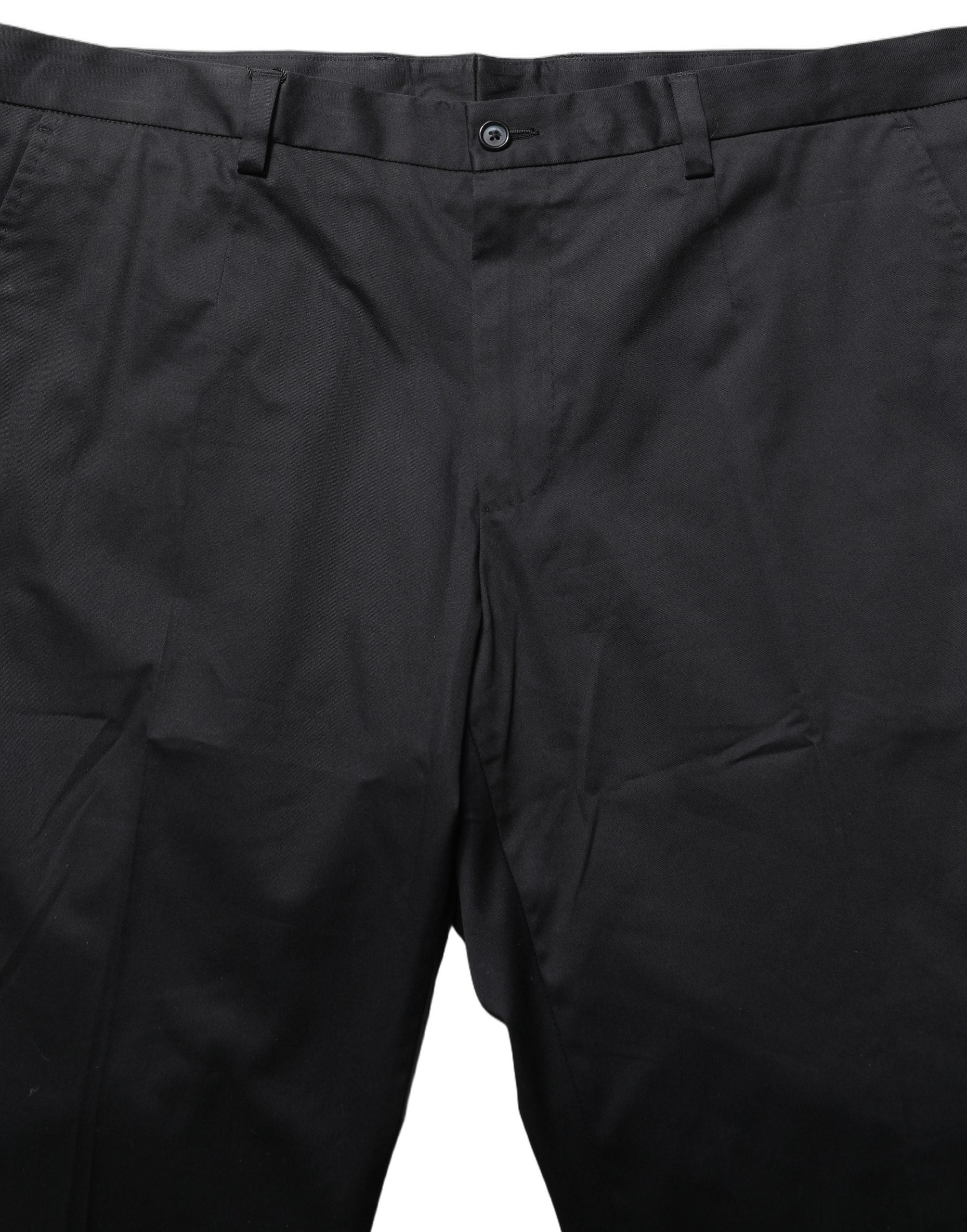 Dolce & Gabbana Black Cotton Tapered Leg Dress Trouser Pants Dolce & Gabbana