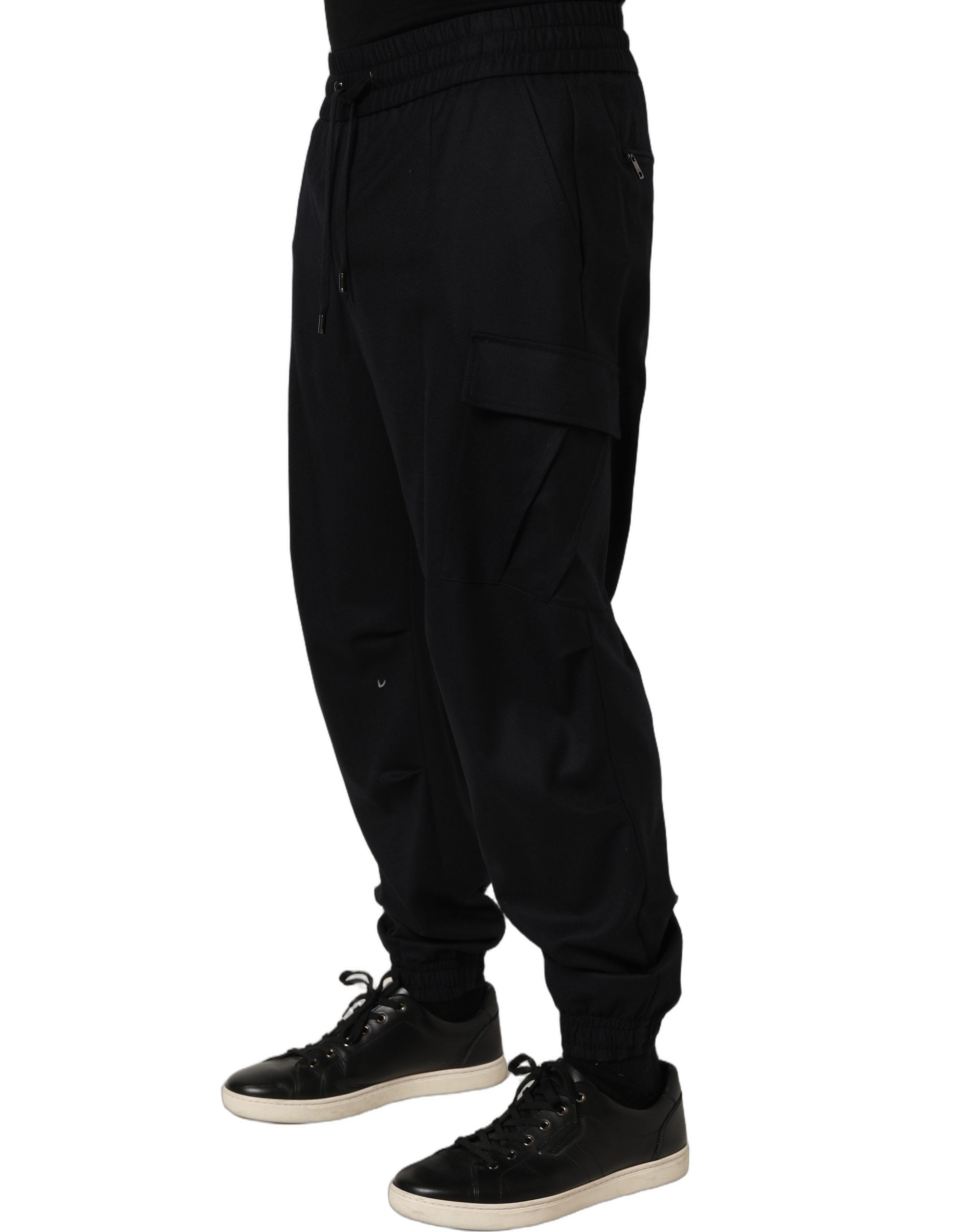 Dolce & Gabbana Black Mid Waist Cargo Jogger Sweatpants Pants Dolce & Gabbana