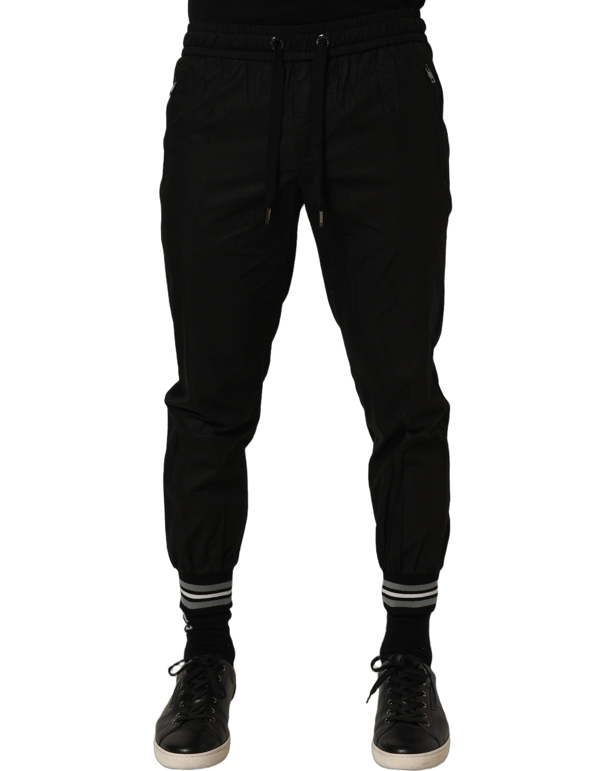 Dolce & Gabbana Black Cotton Mid Waist Jogger Sweatpants Pants Dolce & Gabbana