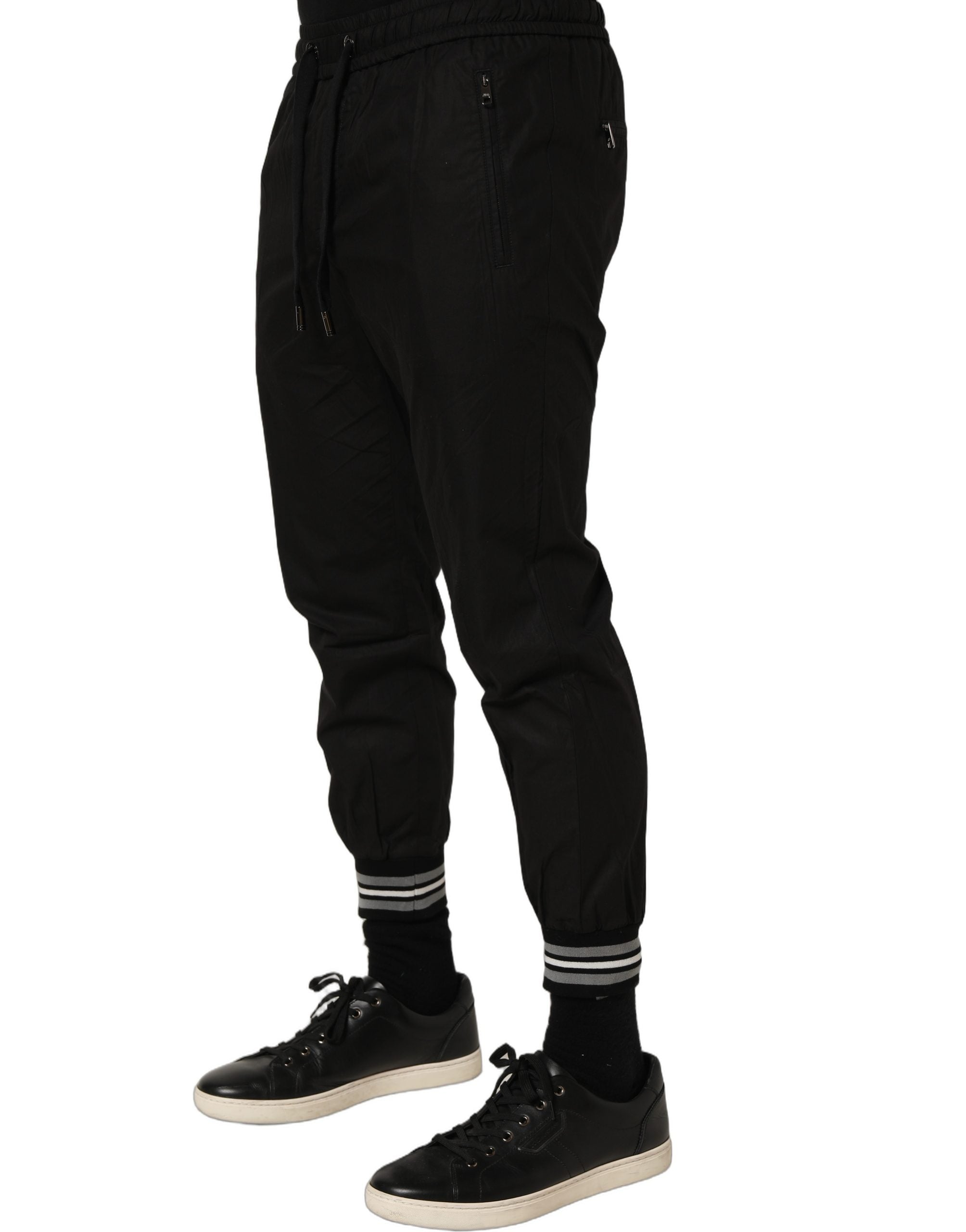 Dolce & Gabbana Black Cotton Mid Waist Jogger Sweatpants Pants Dolce & Gabbana