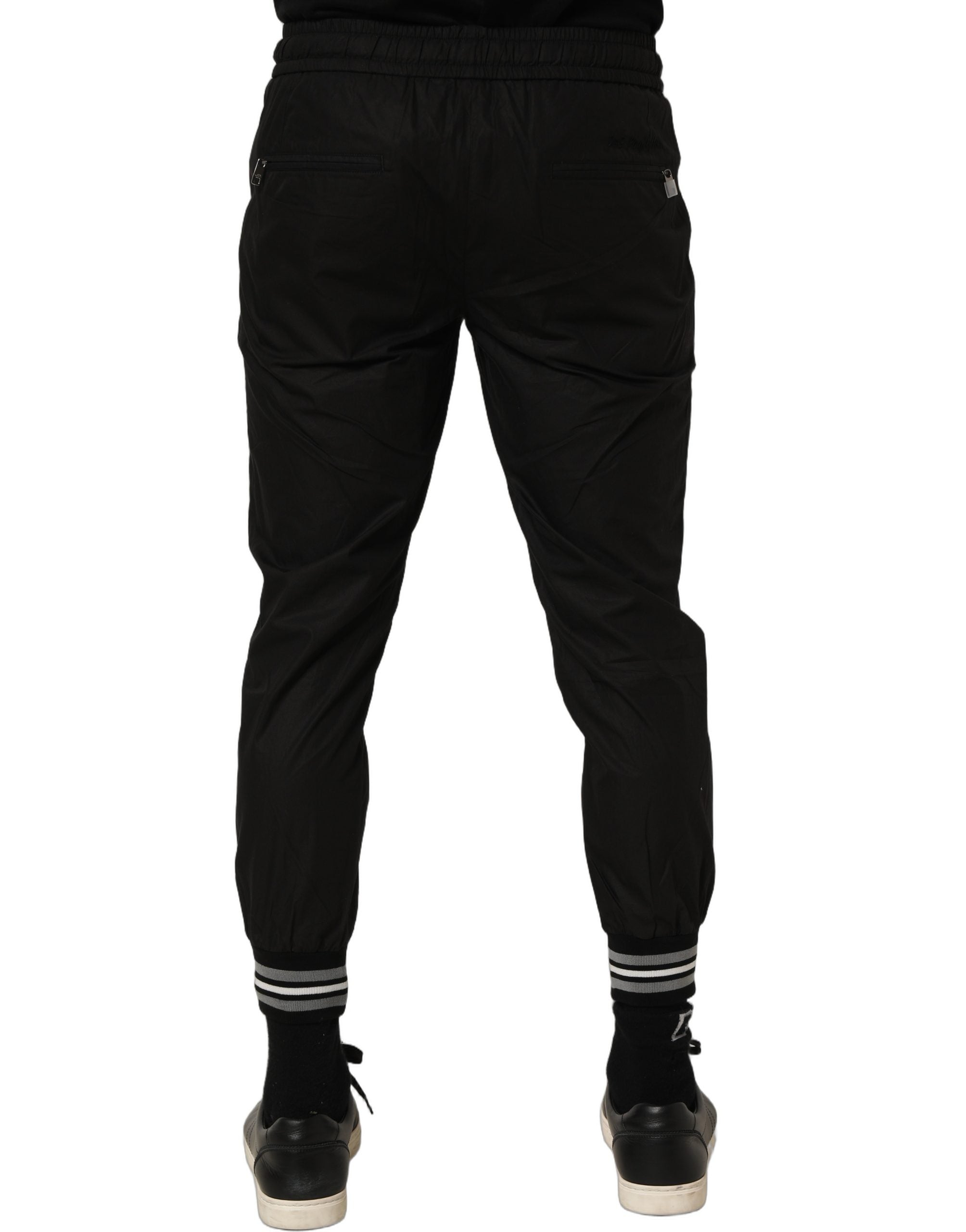 Dolce & Gabbana Black Cotton Mid Waist Jogger Sweatpants Pants Dolce & Gabbana