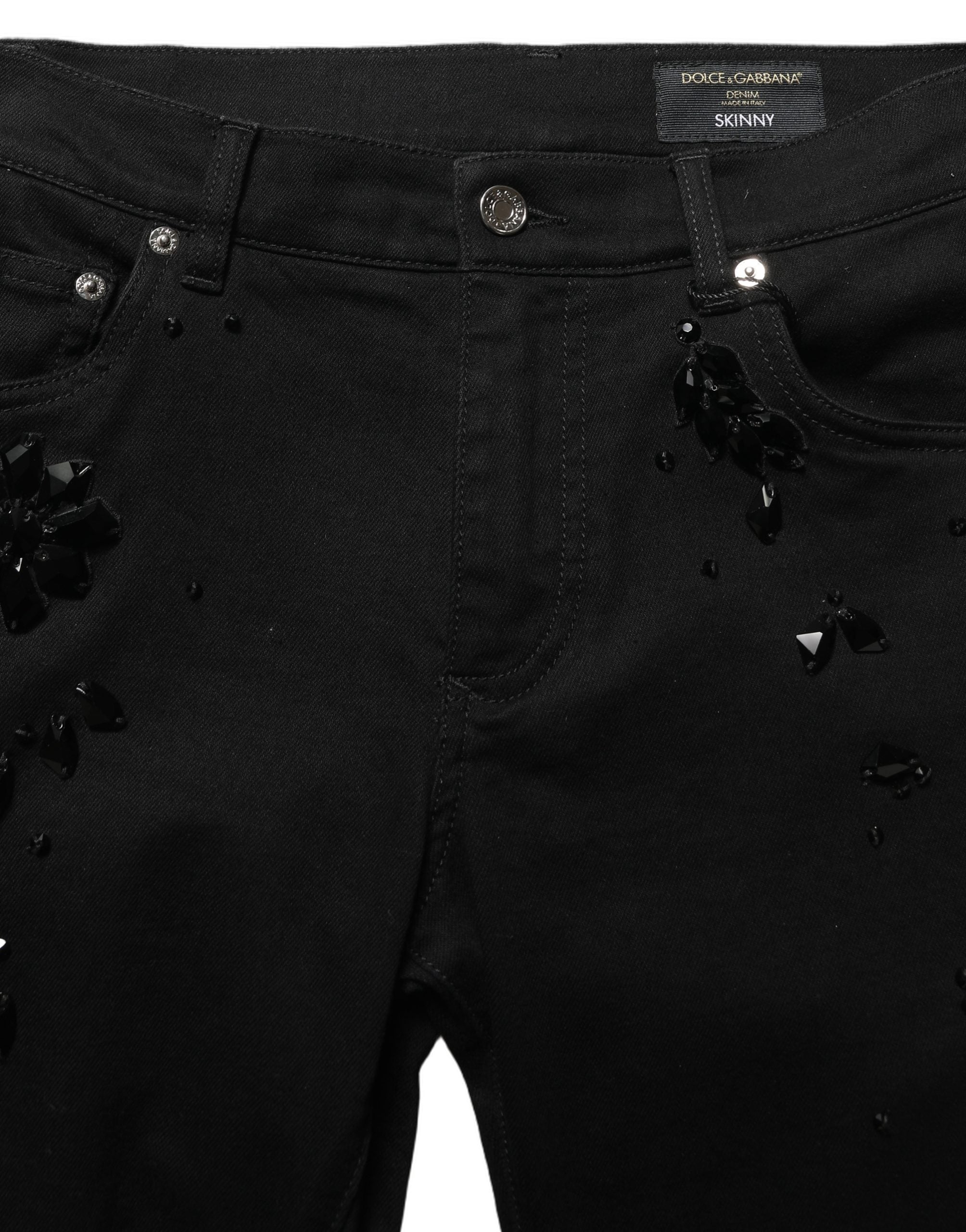 Dolce & Gabbana Black Embellished Cotton Skinny Denim Jeans Dolce & Gabbana