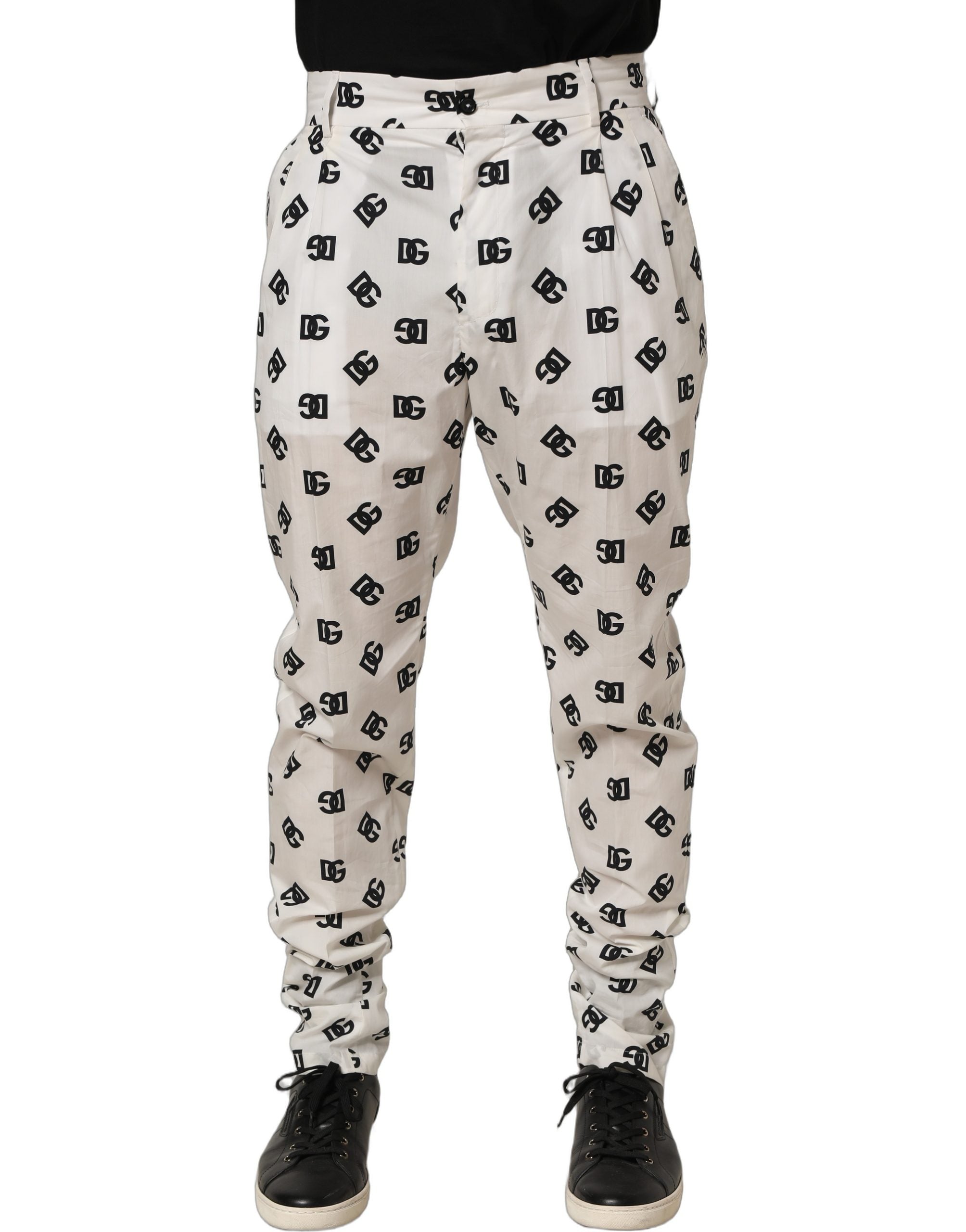 Dolce & Gabbana White Logo Skinny Leg Dress Men Trouser Pants Dolce & Gabbana