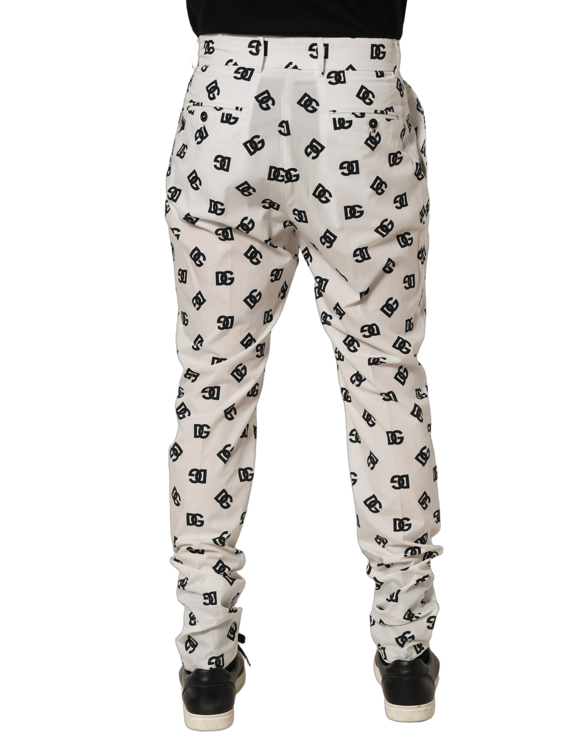 Dolce & Gabbana White Logo Skinny Leg Dress Men Trouser Pants Dolce & Gabbana