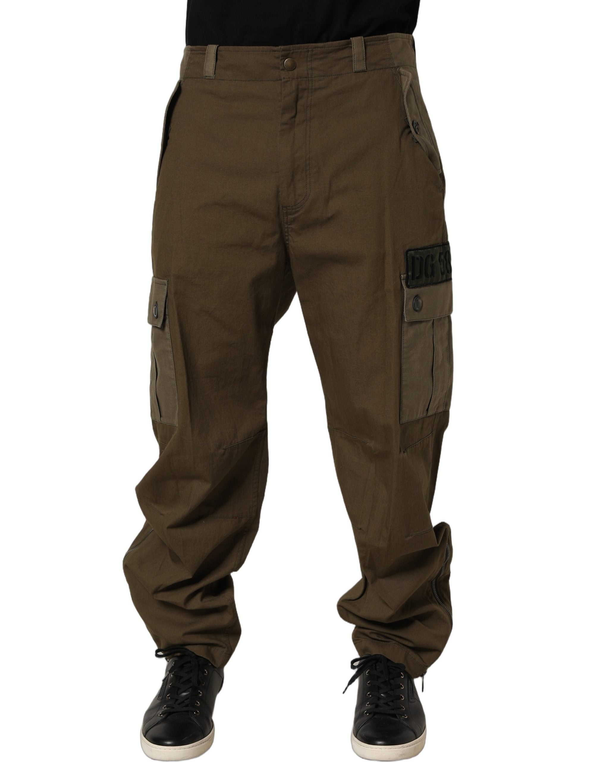 Dolce & Gabbana Brown Mid Waist Straight Cargo Trouser Pants Dolce & Gabbana